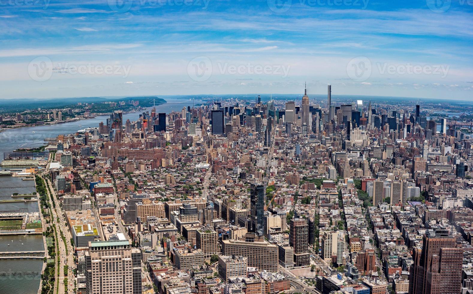 nieuw york Manhattan antenne visie van vrijheid toren foto