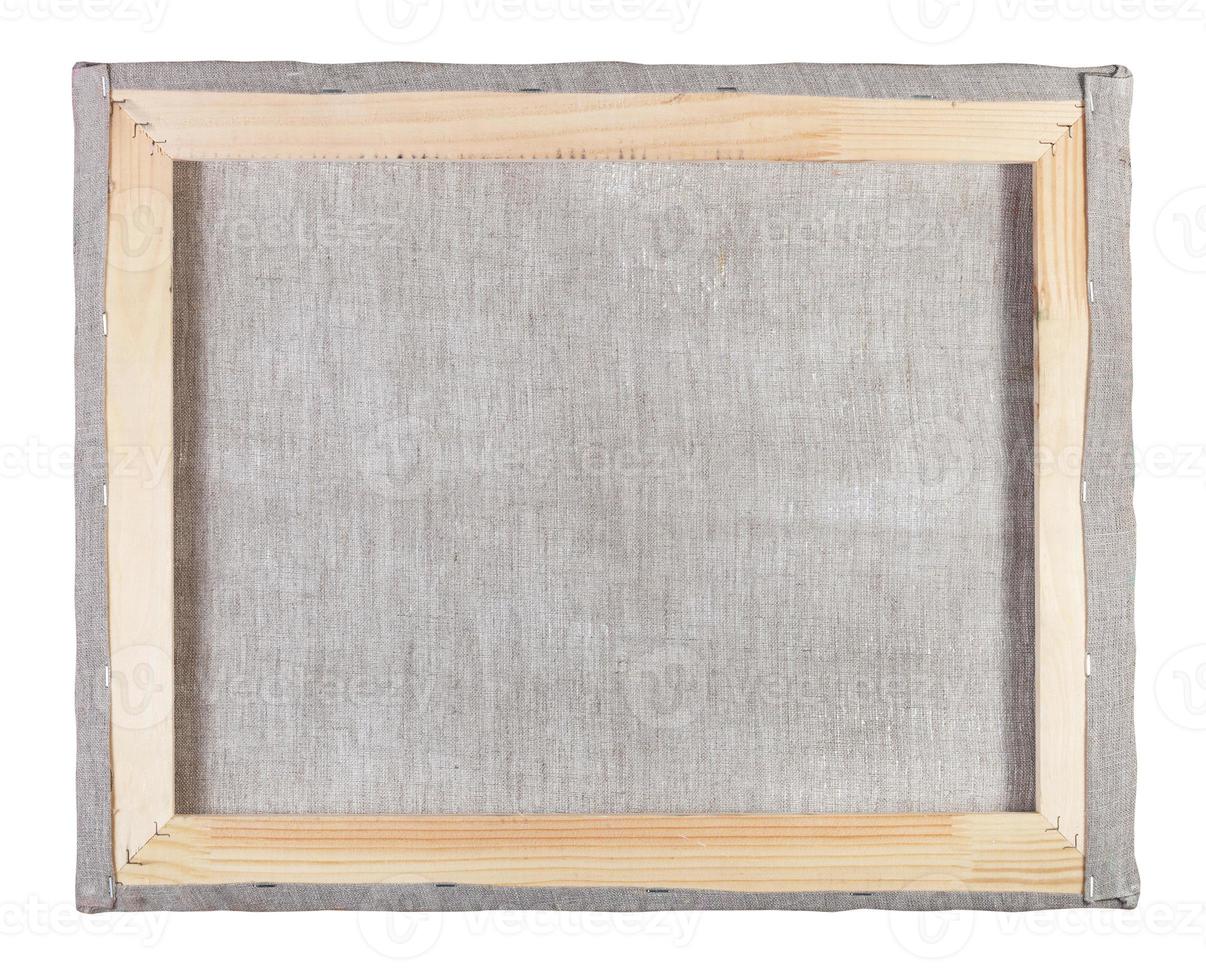 omgekeerde kant van canvas uitgerekt Aan een houten kader foto