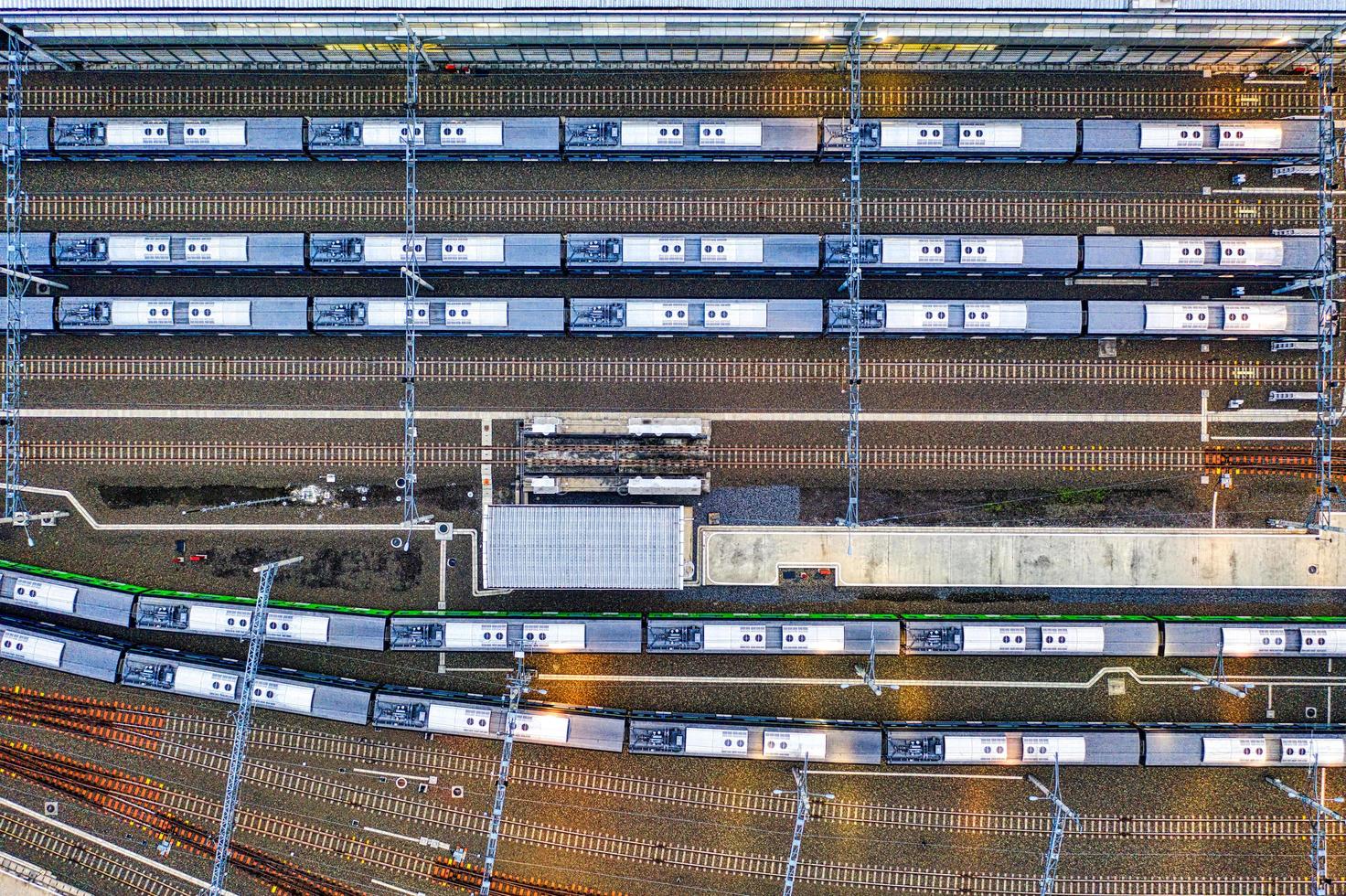 luchtfoto van het treinstation foto