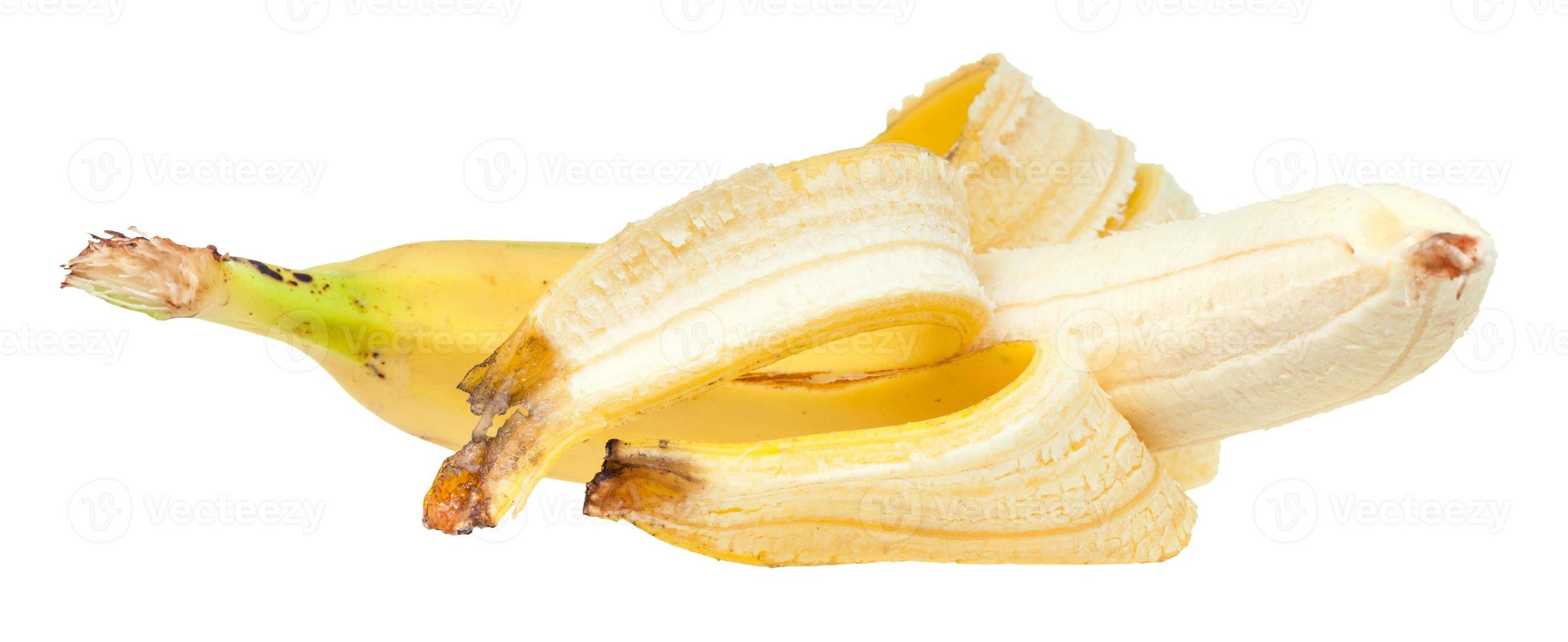 aan het liegen geschild geel banaan geïsoleerd foto