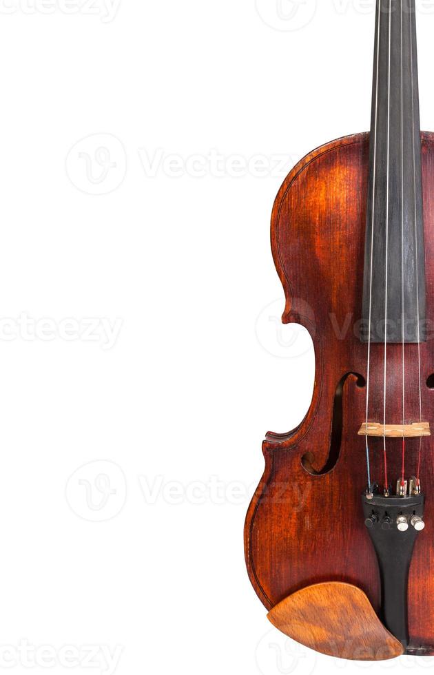 voor de helft van oud viool geïsoleerd Aan wit en copyspace foto