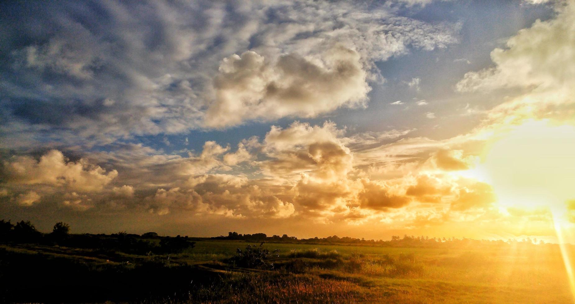 groen grasveld onder bewolkte hemel foto