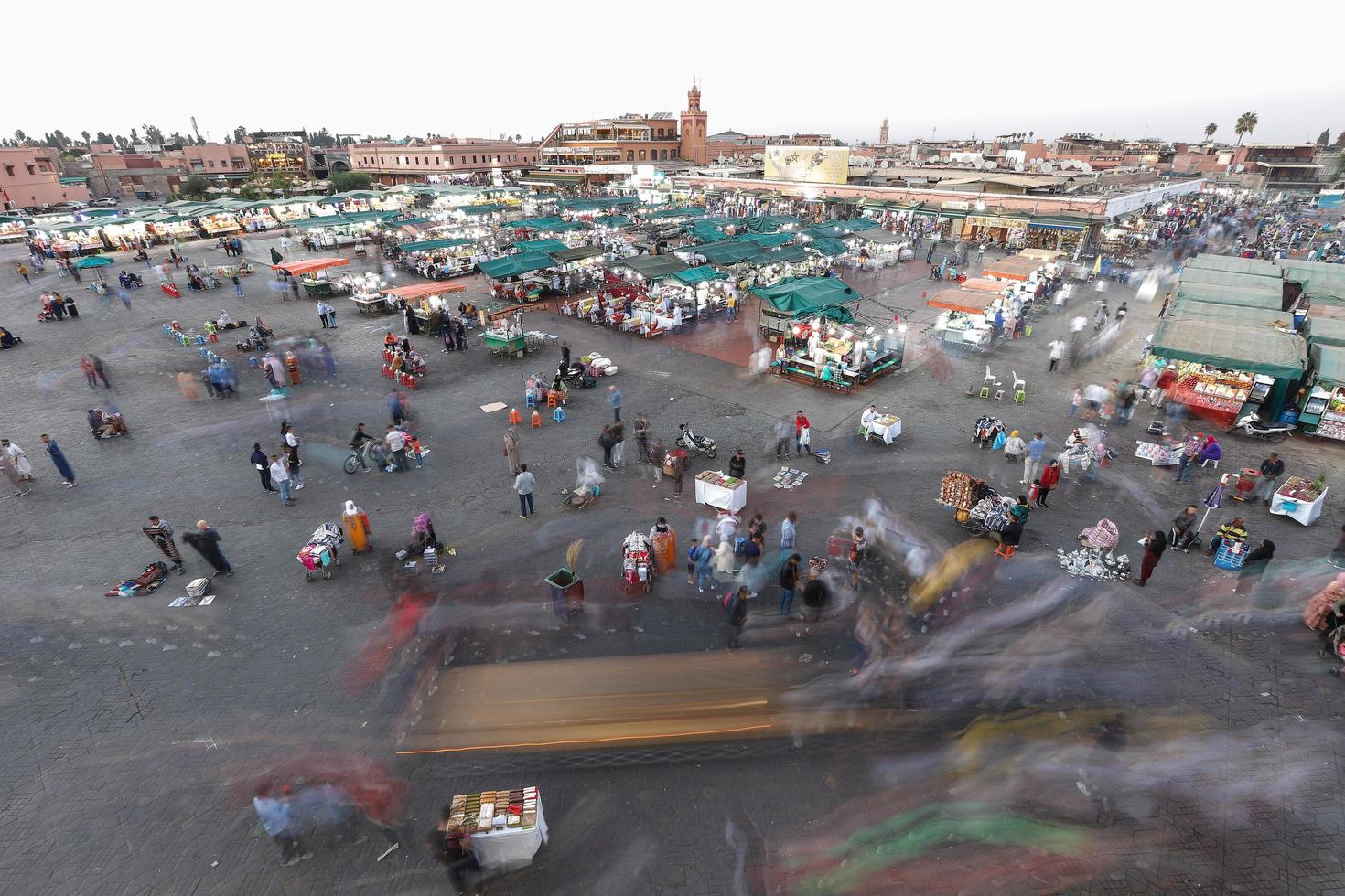 jemaa el-fnaa plein markt in Marrakech, Marokko foto