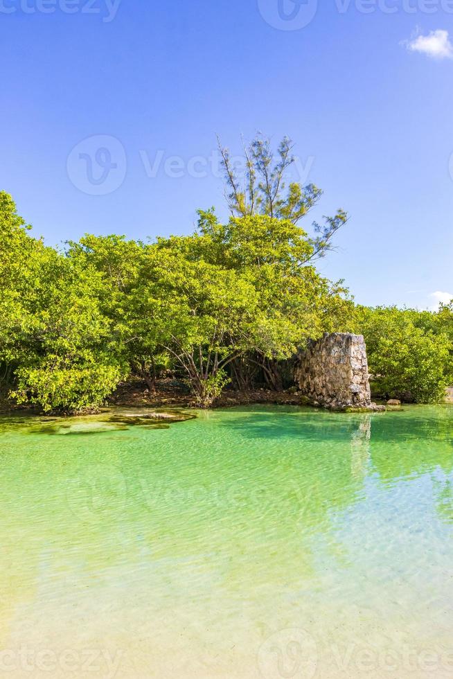 klein mooi cenote grot met rivier- turkoois blauw water Mexico. foto