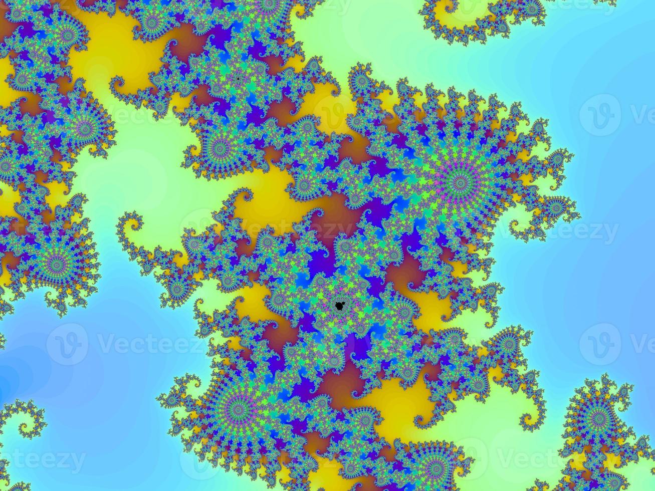 3d-illustratie van een mooi zoom in de eindeloos wiskundig mandelbrot reeks fractaal. foto