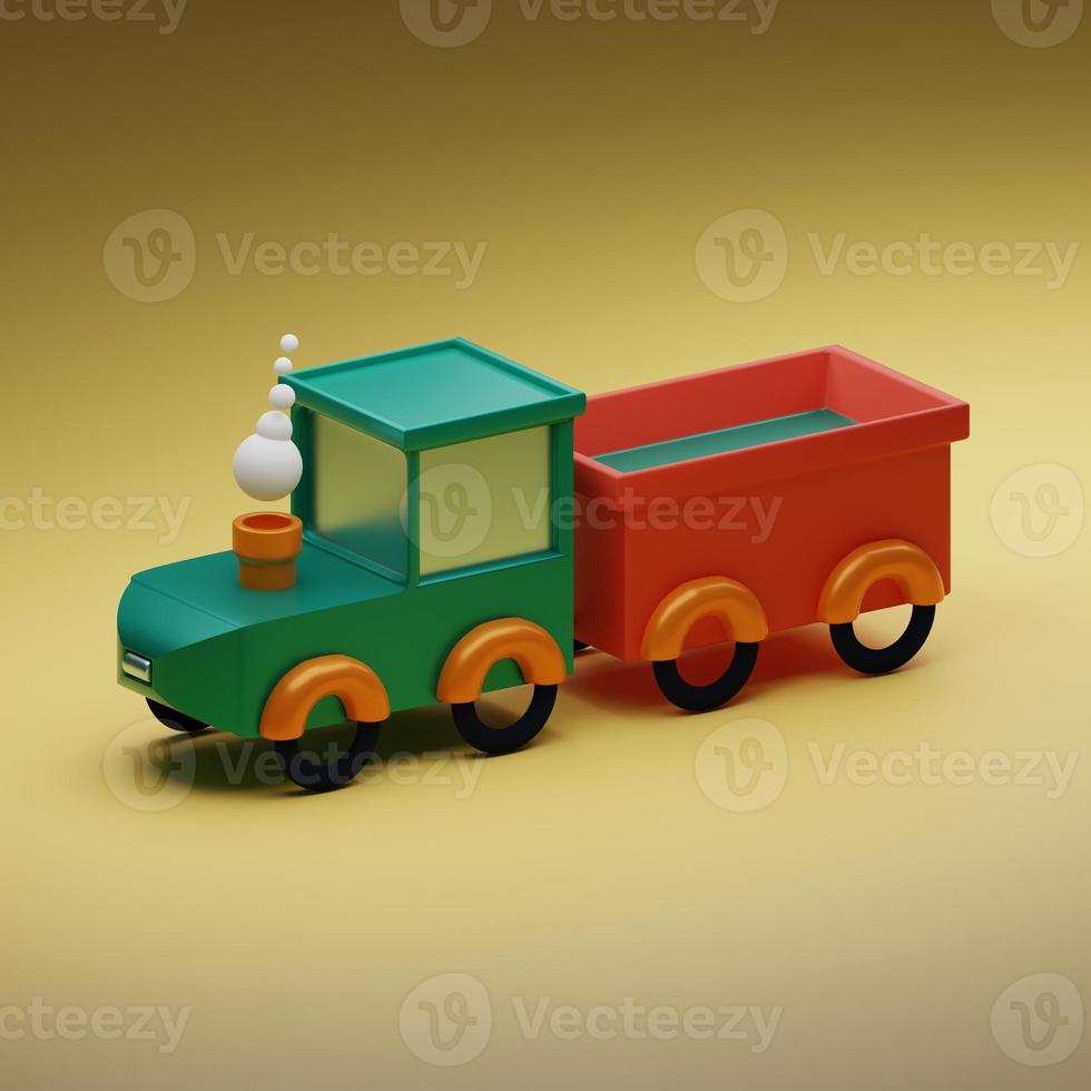 3d weergegeven trein speelgoed perfect voor ontwerp project foto