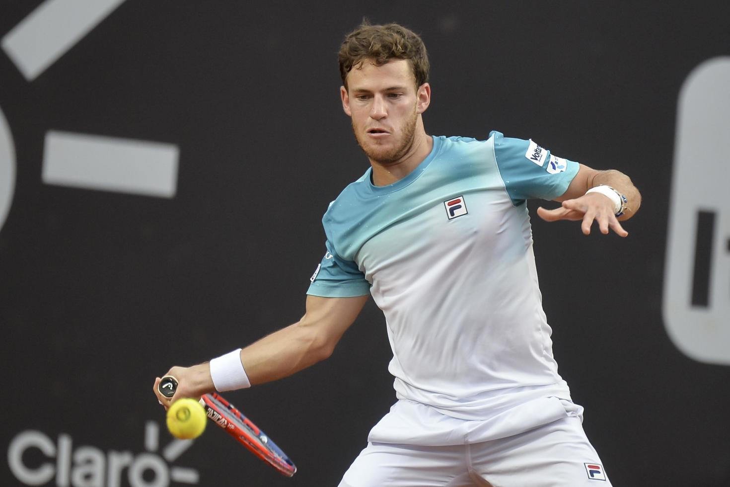 Rio de janeiro, Brazilië - februari 25, 2017 - Diego schwartzman arg laatste spel gedurende Rio Open 2018 gehouden Bij de jockey club brasileiro. foto