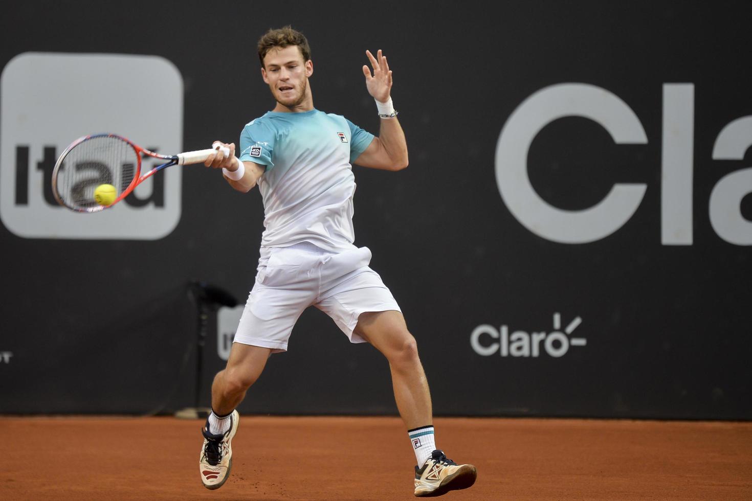 Rio de janeiro, Brazilië - februari 25, 2017 - Diego schwartzman arg laatste spel gedurende Rio Open 2018 gehouden Bij de jockey club brasileiro. foto