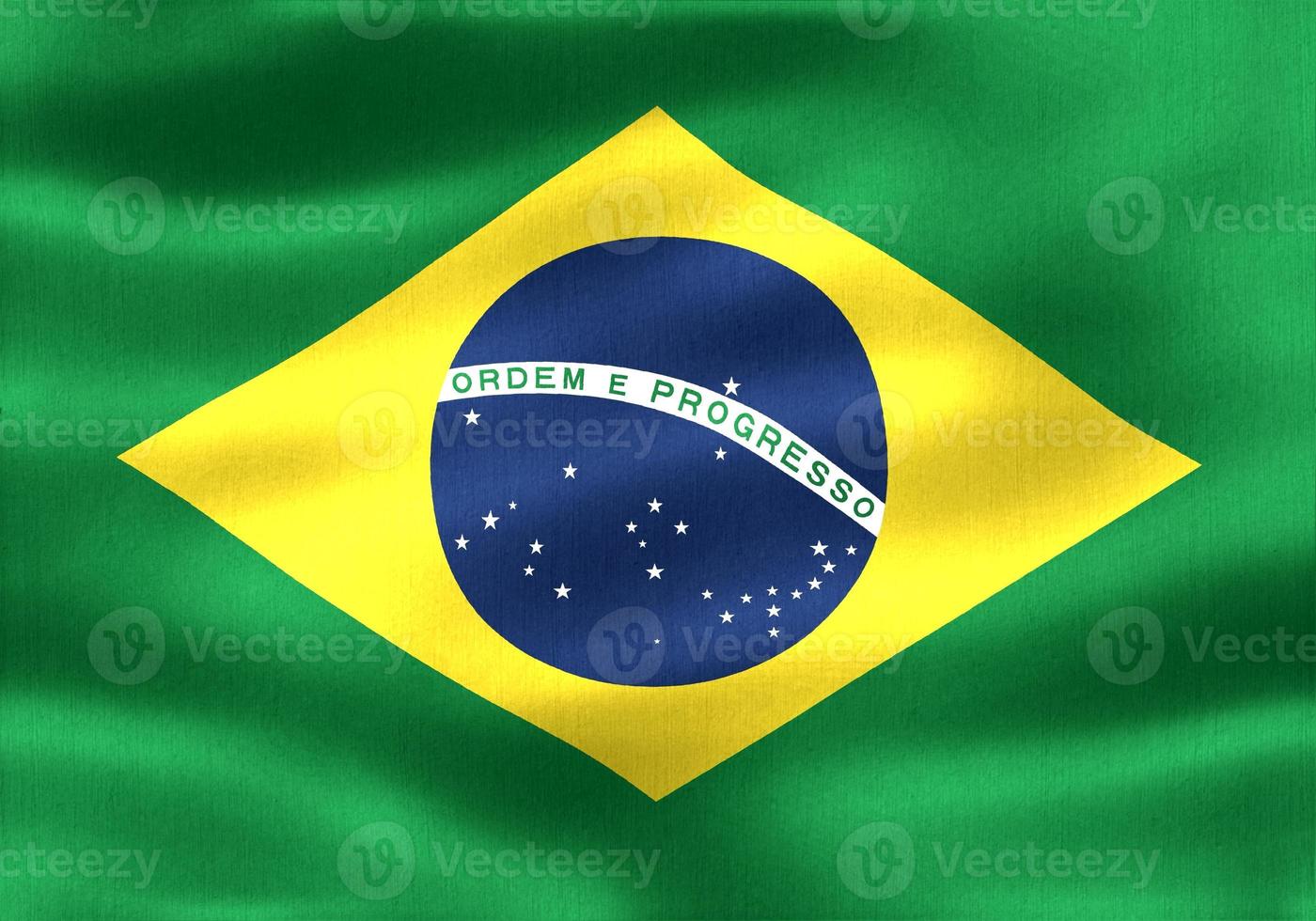 vlag van brazilië - realistische wapperende stoffen vlag foto