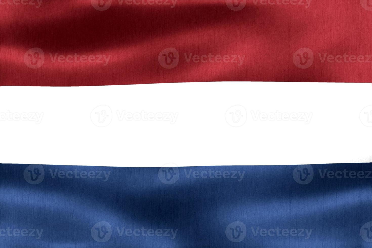 3D-illustratie van een Nederlandse vlag - realistische wapperende stoffen vlag foto