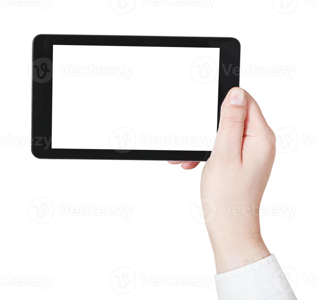 zakenman hand- Holding tablet computer foto