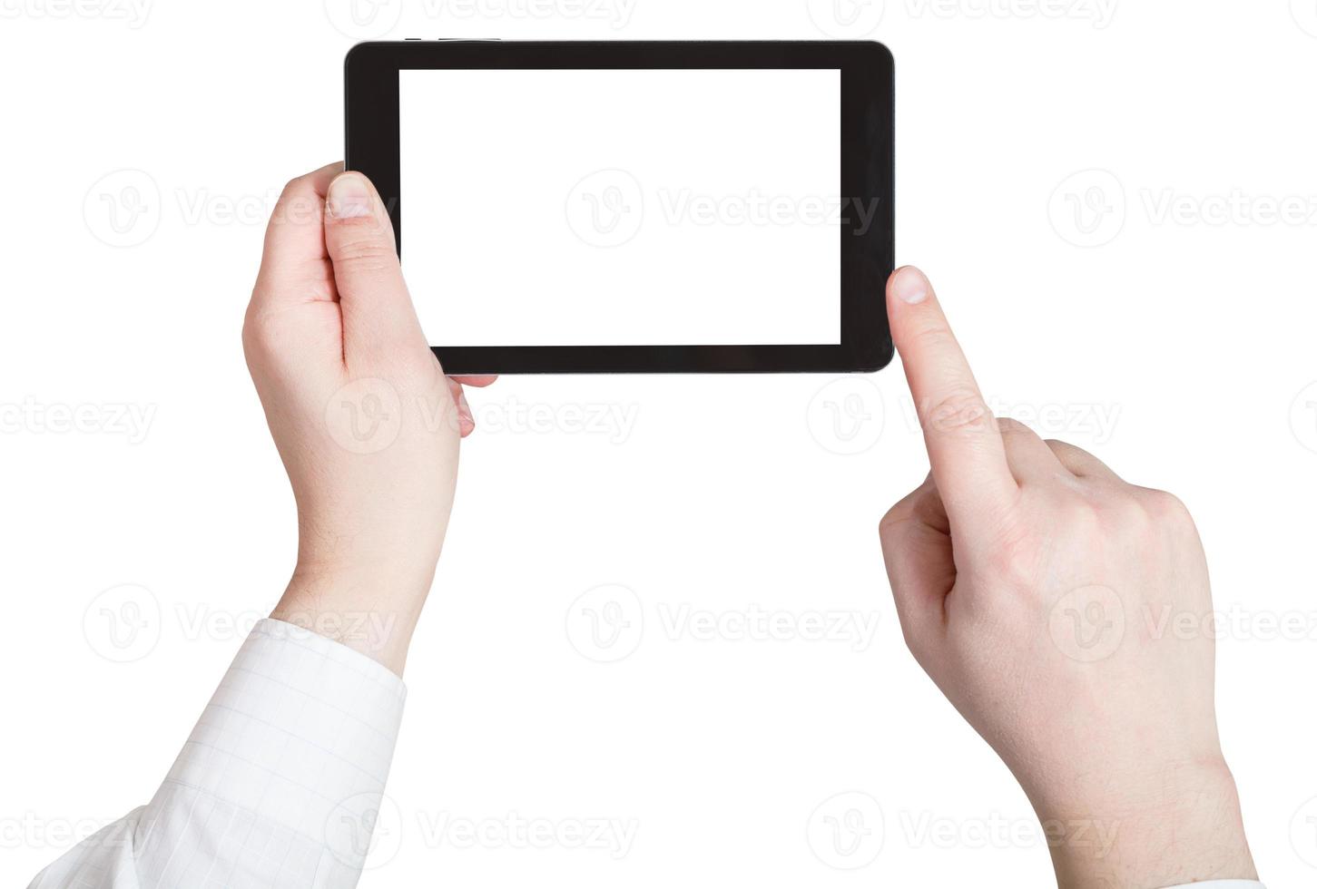 zakenman vinger klikken tablet pc foto