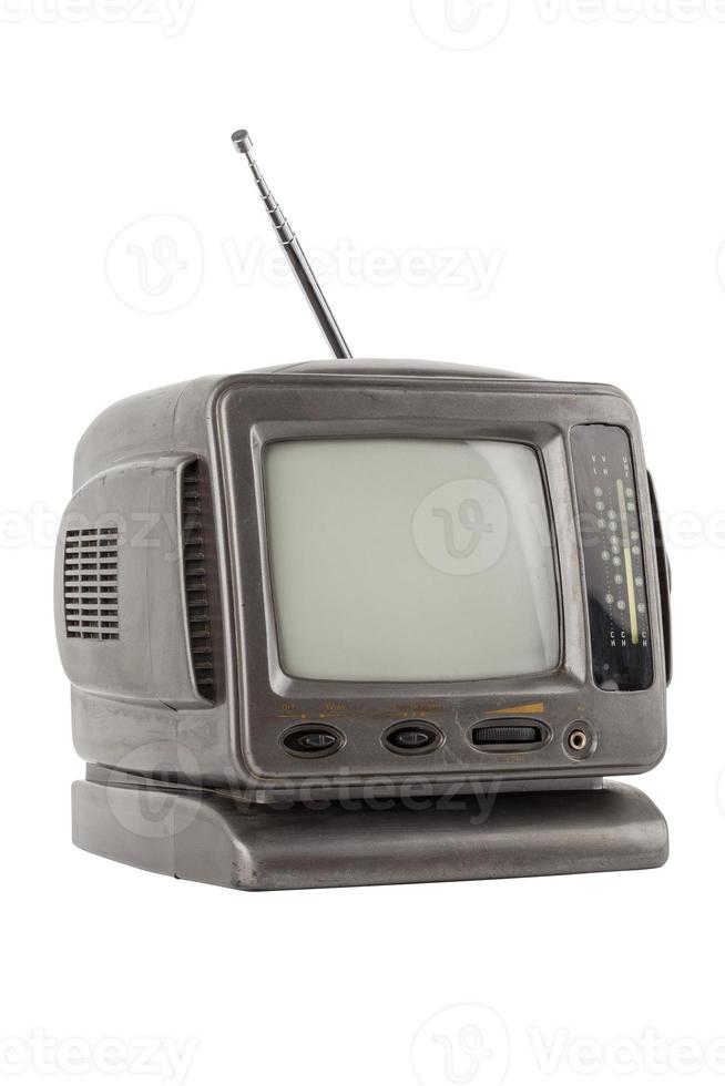 oud 5.5 inch draagbaar analoog crt TV eenheid geïsoleerd Aan wit foto