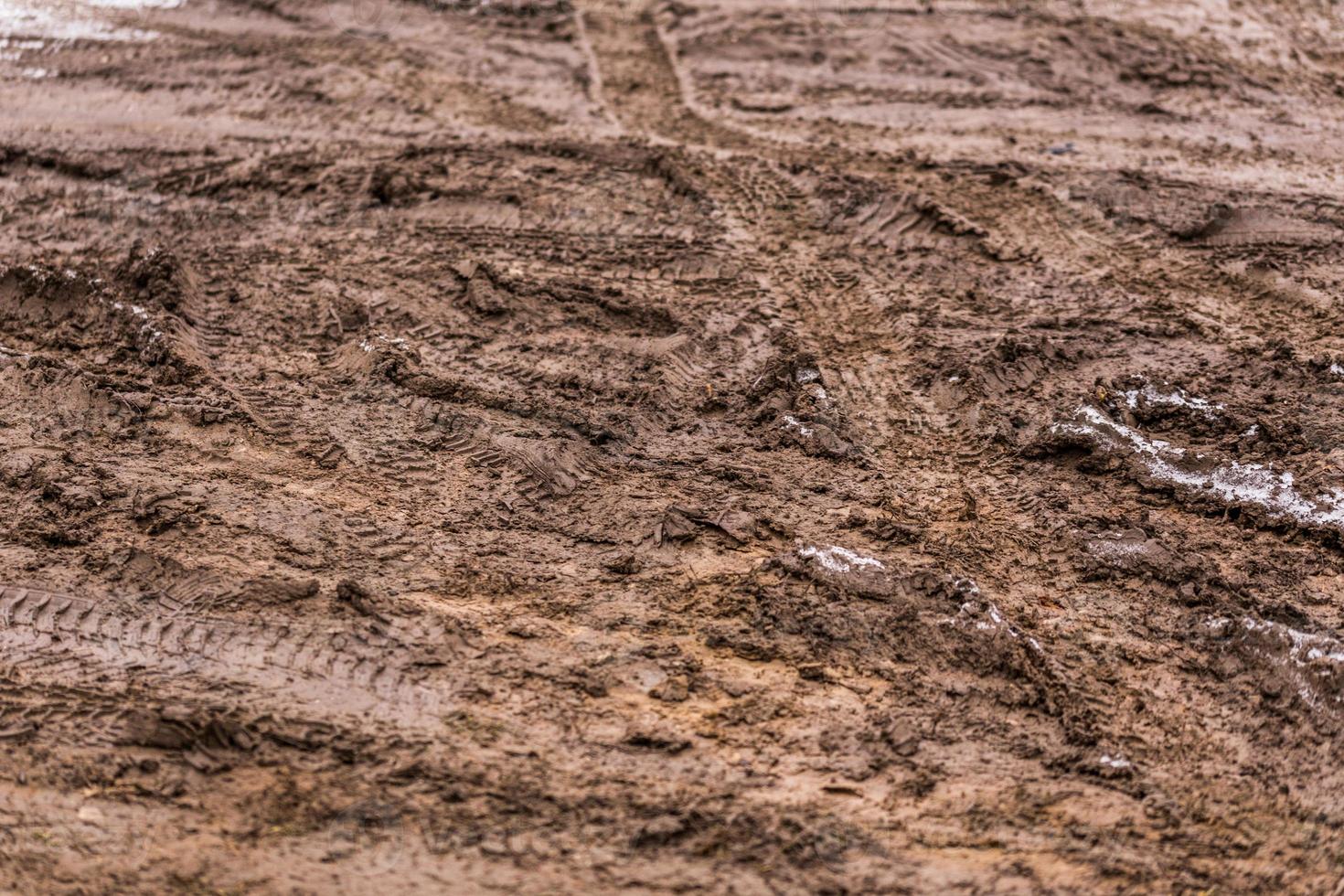 vuil modder weg achtergrond Bij winter met selectief focus en vervagen foto