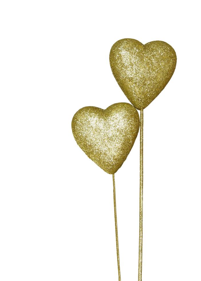 gouden decoratie hart geïsoleerd Aan wit achtergrond foto
