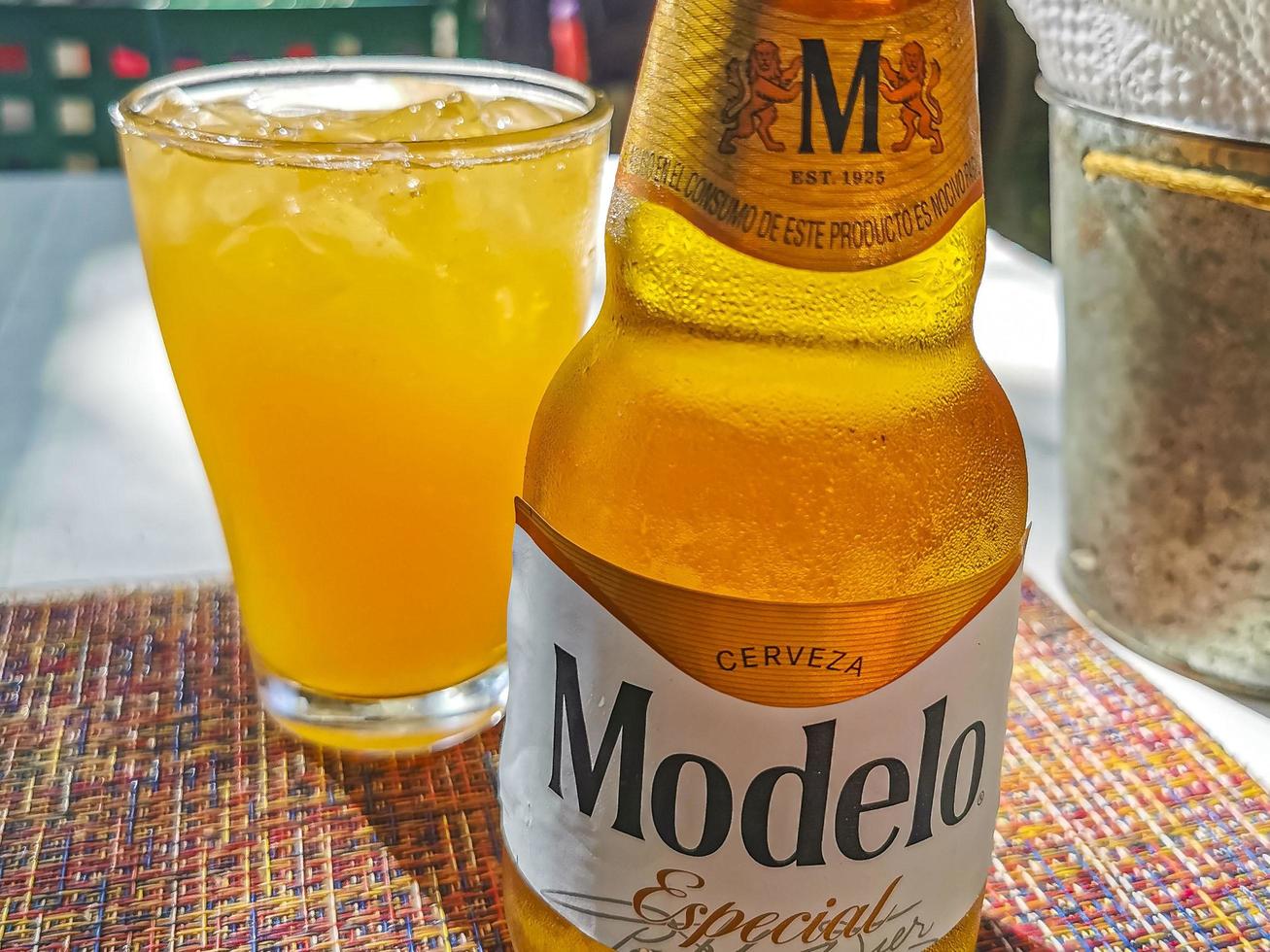 playa del carmen quintana roo mexico 2022 modelo bierfles in restaurant papacharly playa del carmen mexico. foto