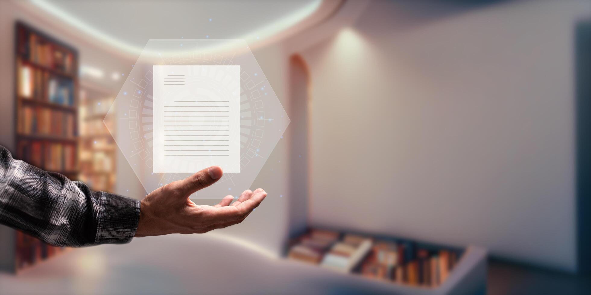 digitaal document online elektronisch handtekening, document beheer, papierloos kantoor e ondertekening ondertekening bedrijf contract concept, virtueel technologie ar uitgebreid realiteit of vr virtueel realiteit metaverse foto