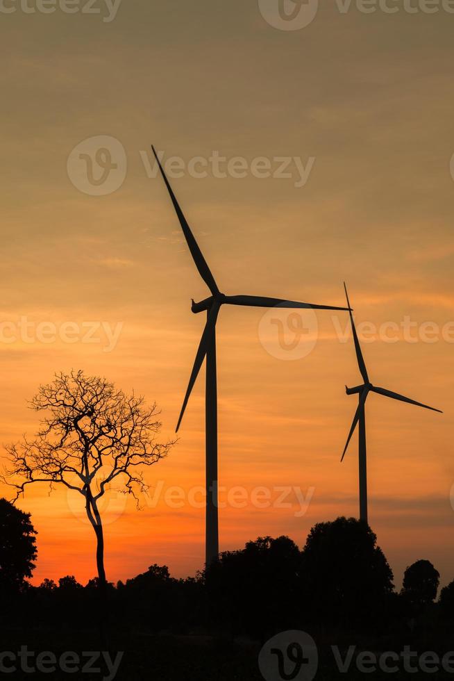 concept van hernieuwbaar energie bronnen, groen energie. vernieuwend wind turbine duurzame bron van elektriciteit is behoud van globaal omgeving. wind energie technologie naar behouden ecosystemen. foto