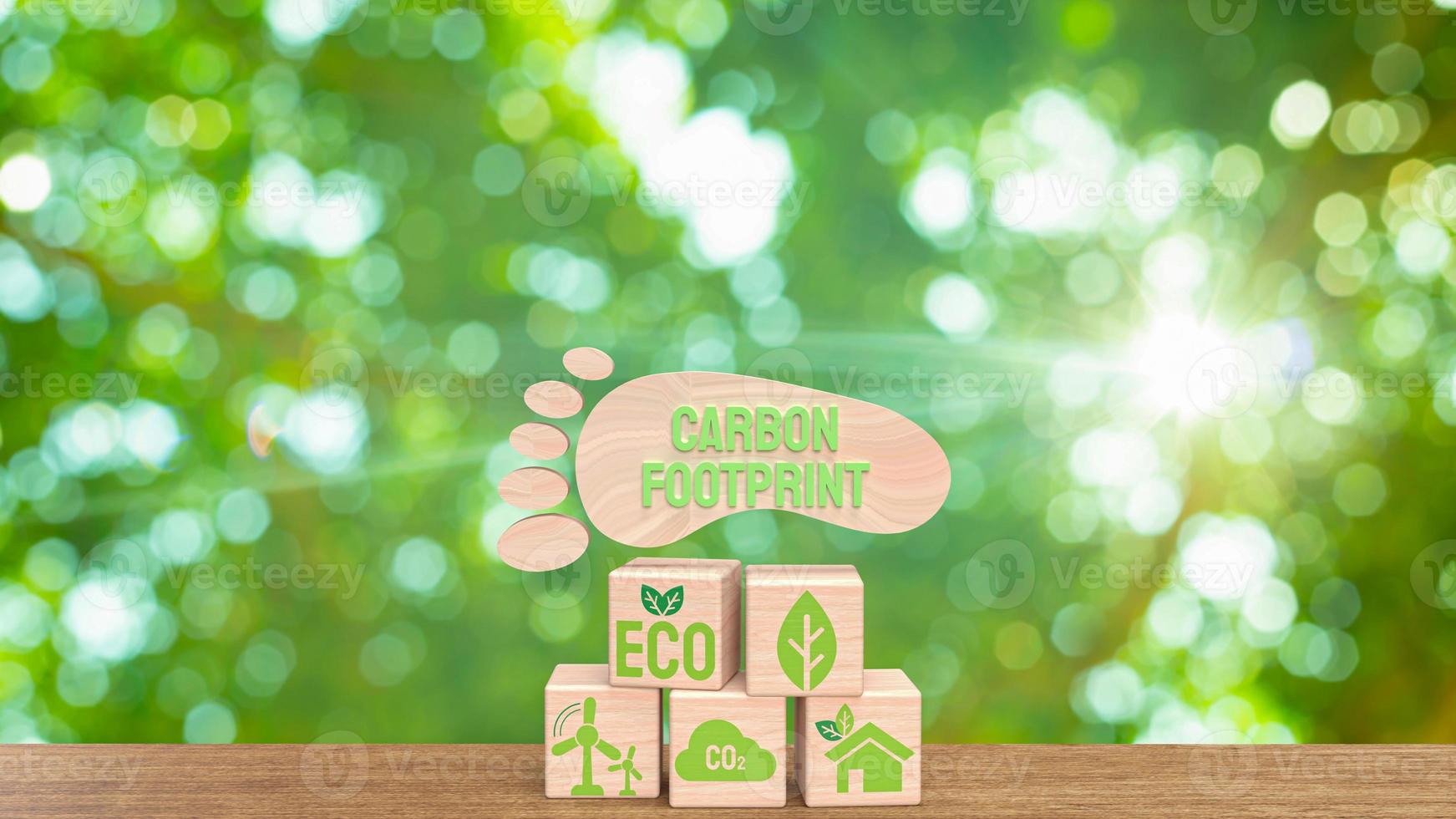 de koolstof voetafdruk voor eco concept 3d renderen foto