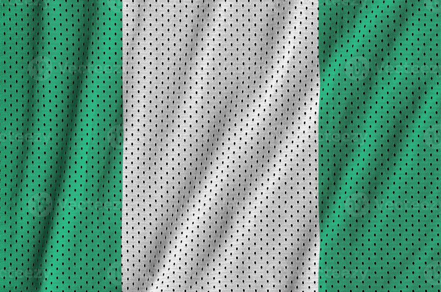 Nigeria vlag gedrukt Aan een polyester nylon- sportkleding maas kleding stof foto