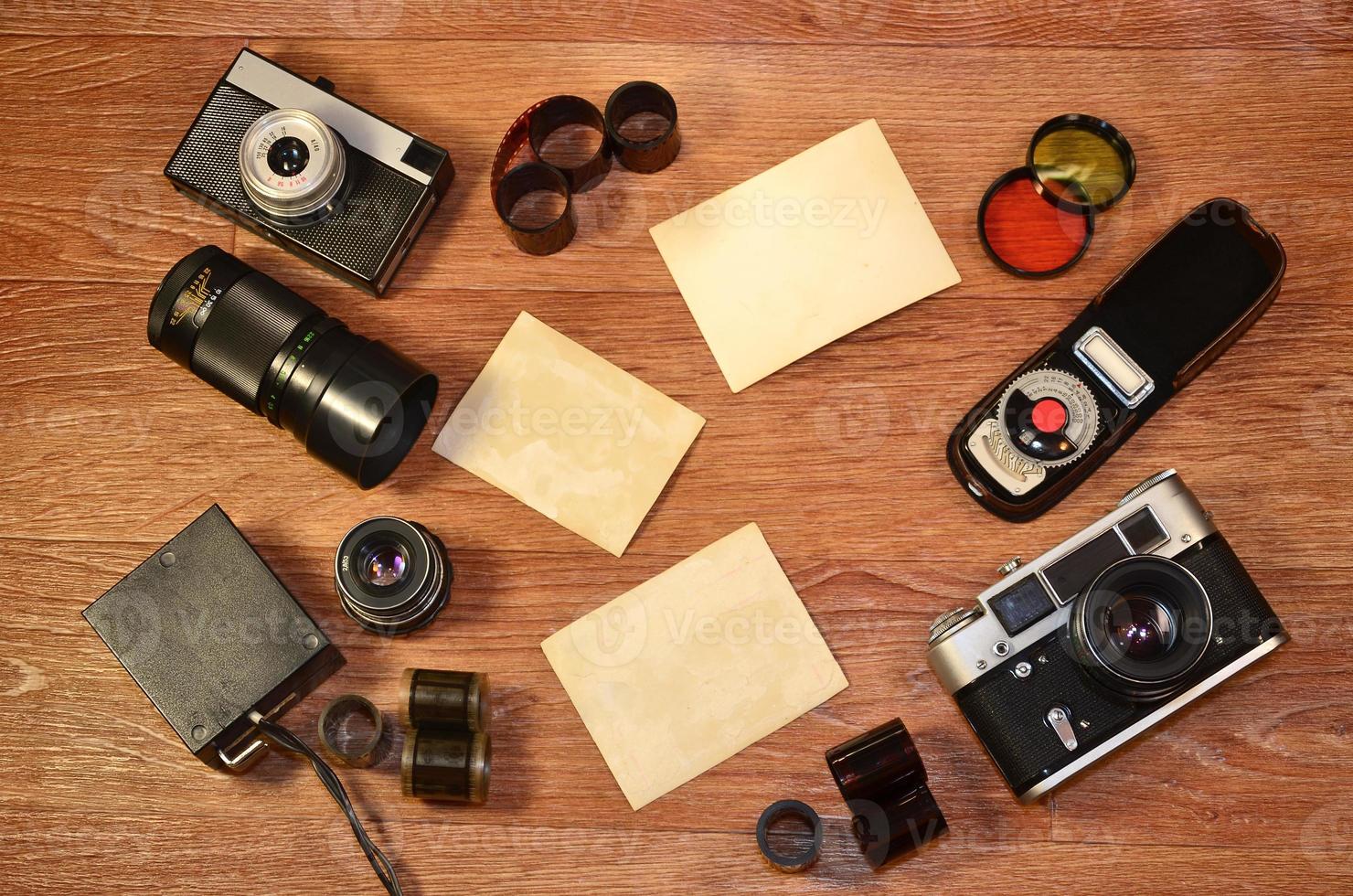 stilleven met oud fotografie uitrusting foto