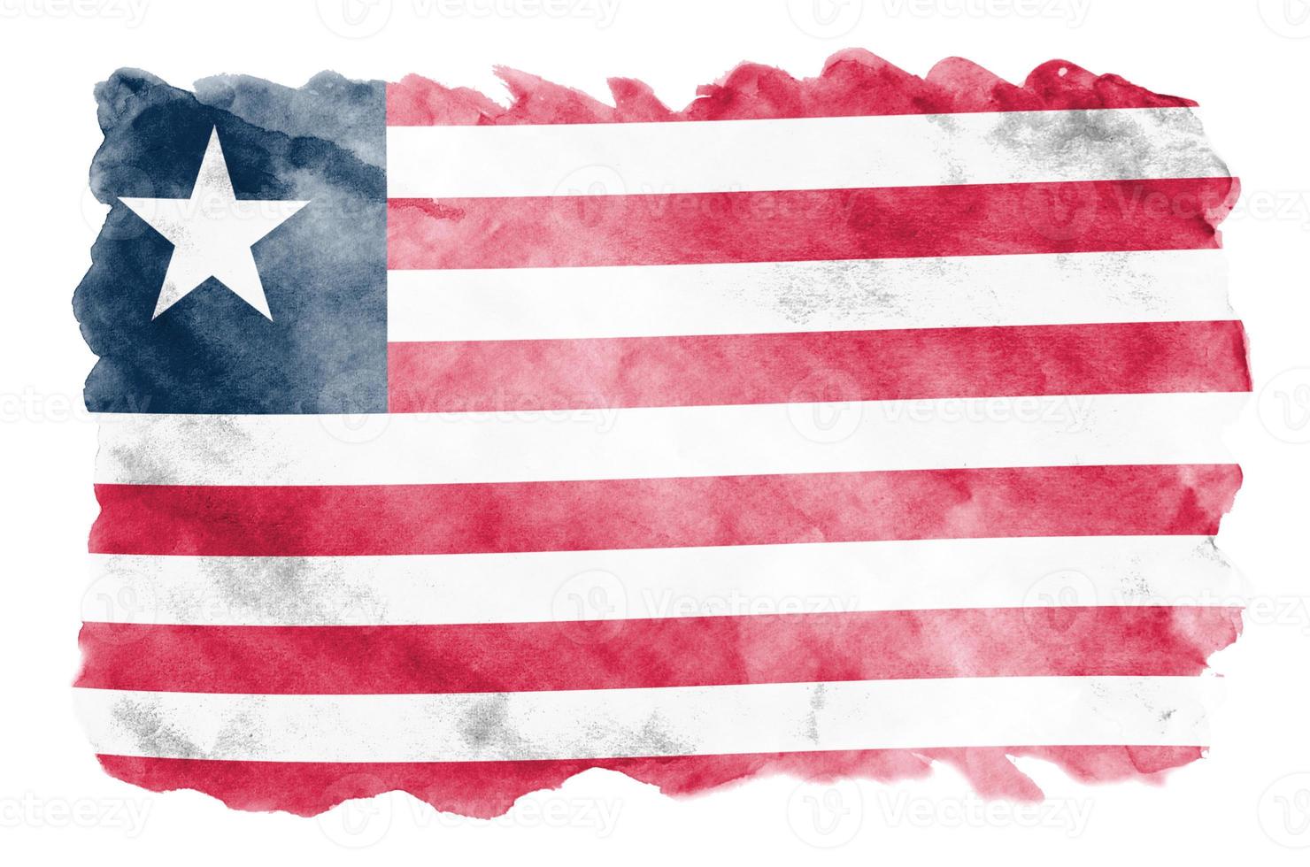 Liberia vlag is afgebeeld in vloeistof waterverf stijl geïsoleerd Aan wit achtergrond foto