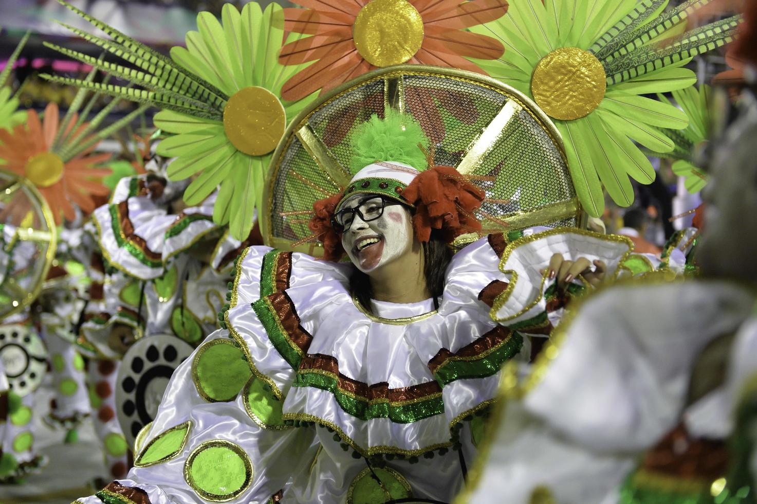 Rio Brazilië februari 12 2018 samba school- optocht in sambodromo grande Rio foto