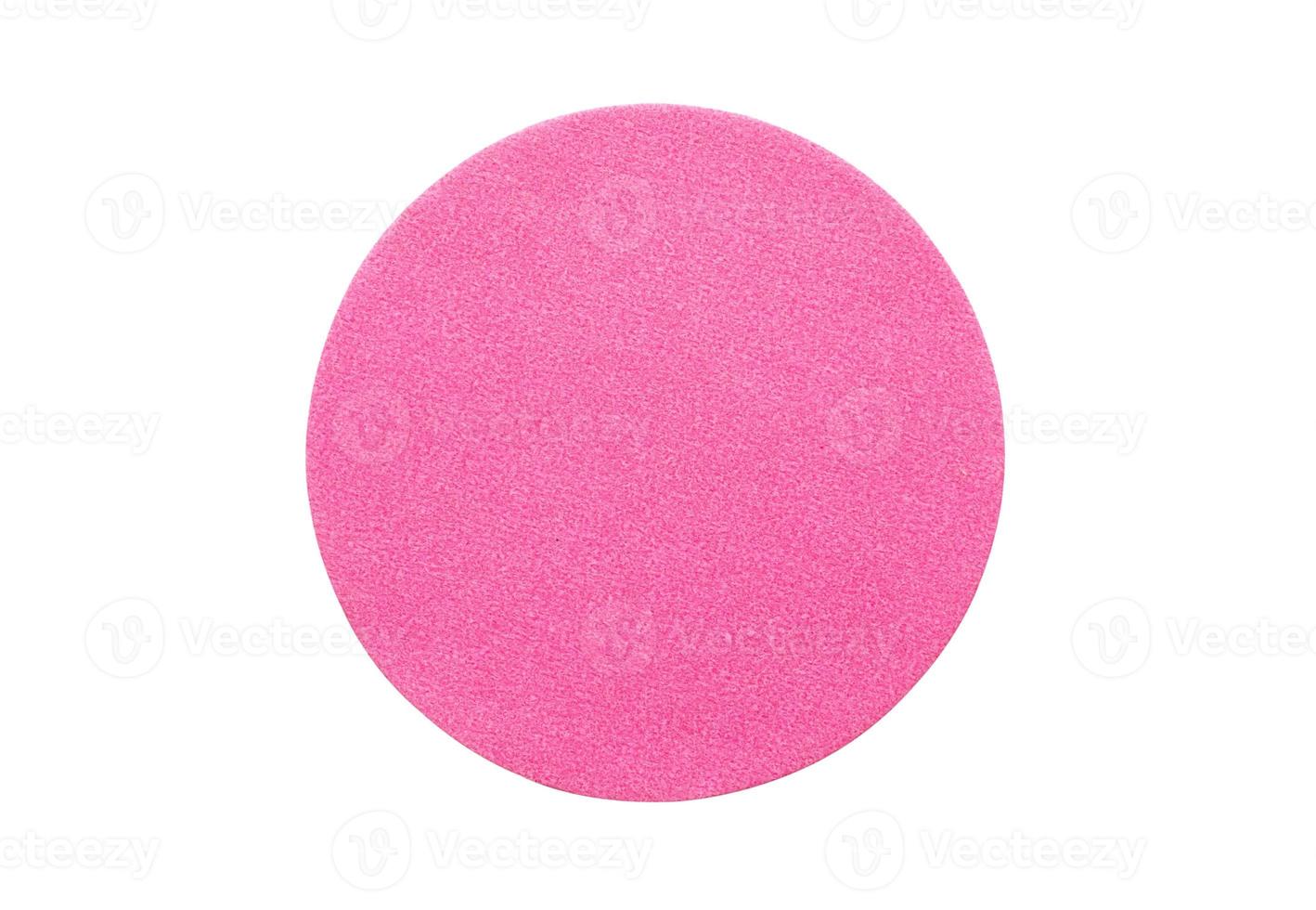blanco roze ronde Zelfklevend papier sticker etiket geïsoleerd Aan wit achtergrond foto