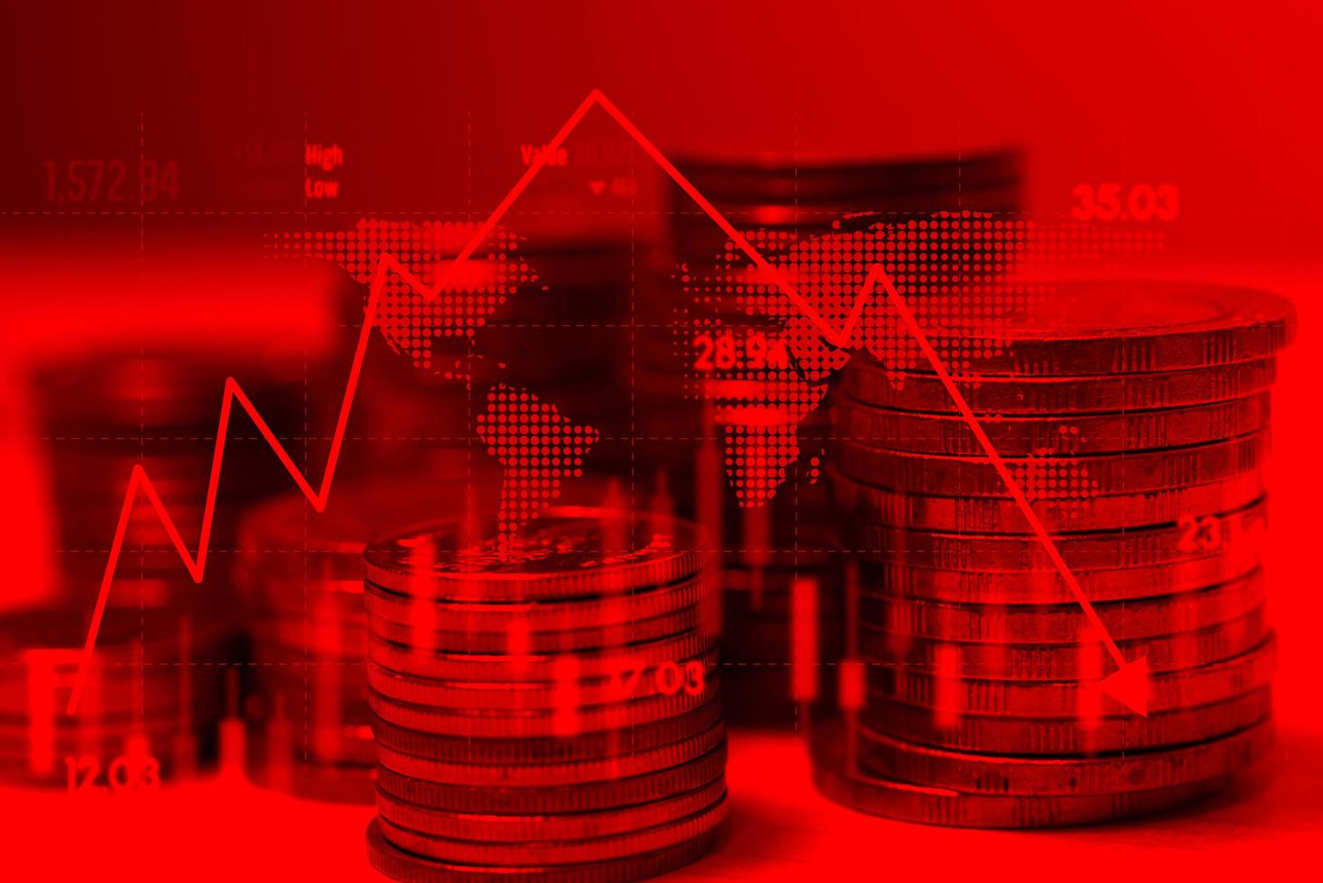 concept van bedrijf financiën diagram pijl inflatie economie investering voorraad markt. foto