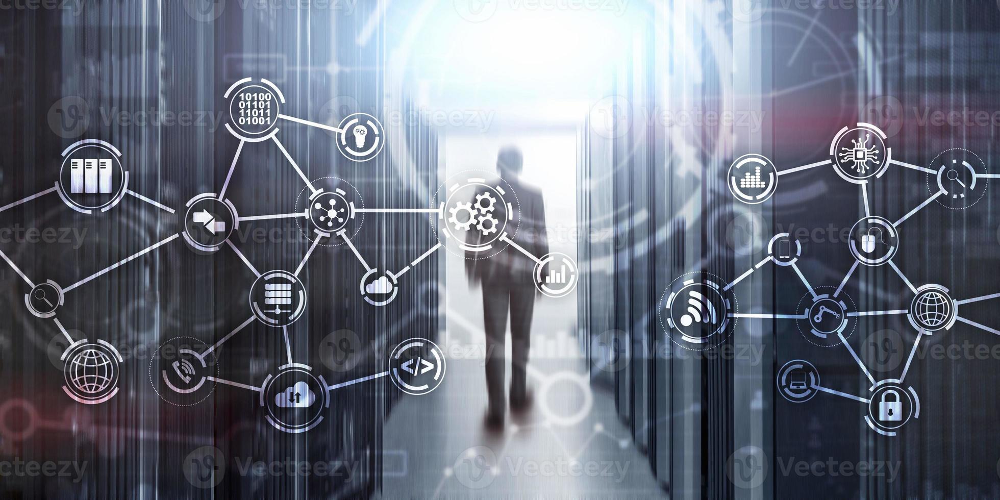 futuristische in industrie bedrijf virtueel diagram. buying communicatie concept foto