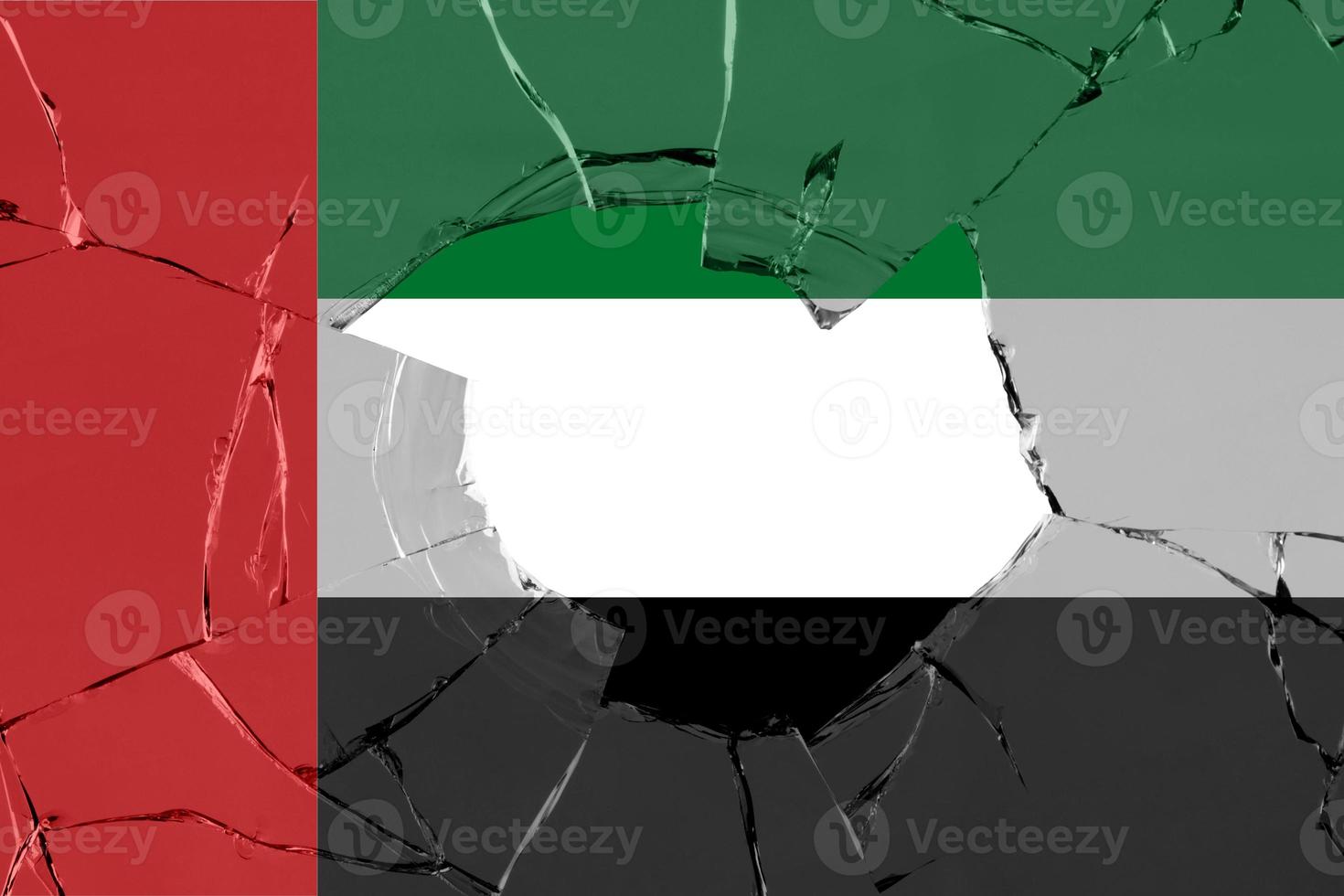 3d vlag van Verenigde Arabisch emiraten Aan glas foto