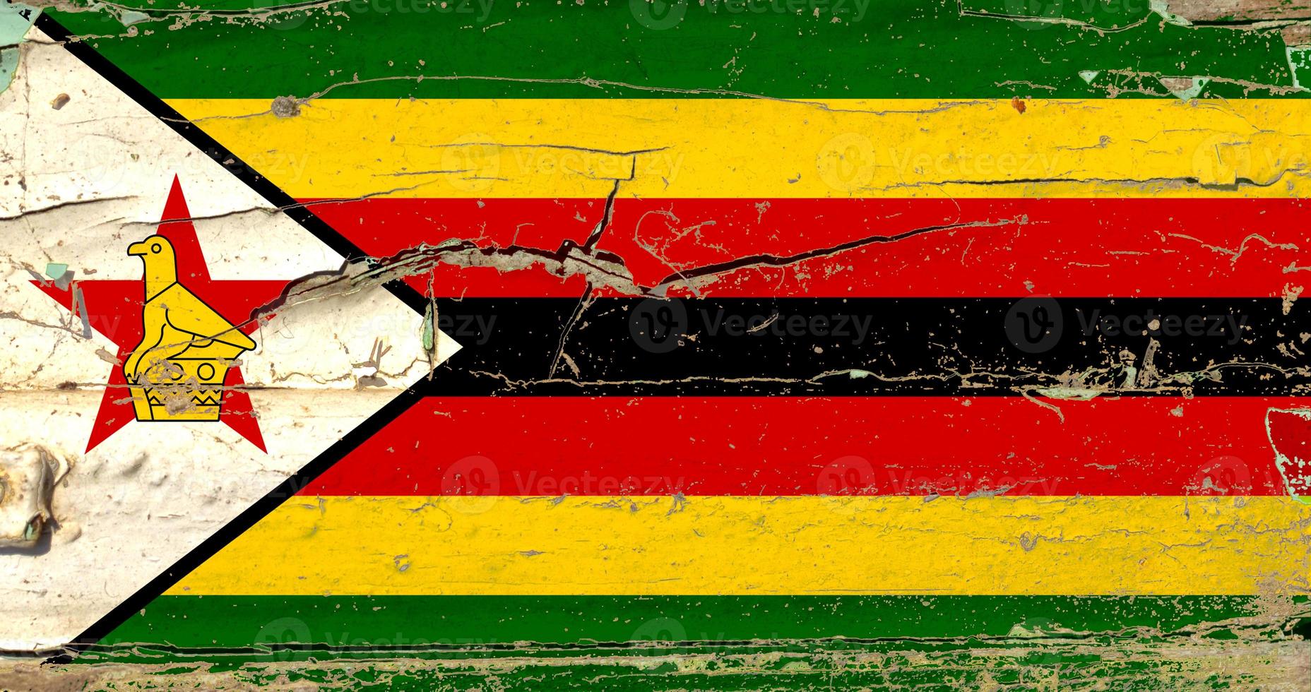 3d vlag van Zimbabwe Aan hout foto