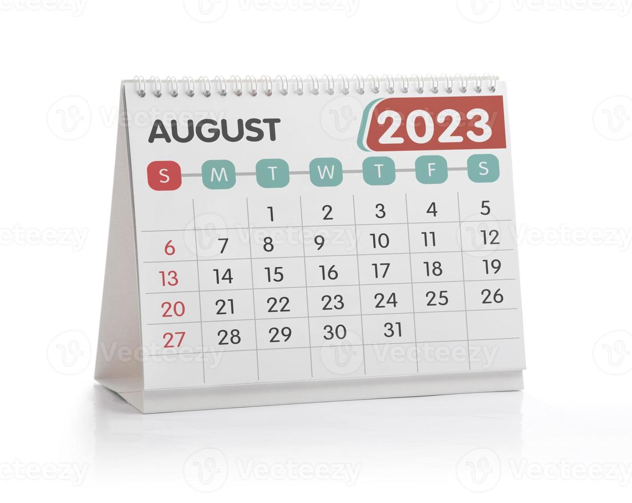 augustus 2023 bureau kalender foto