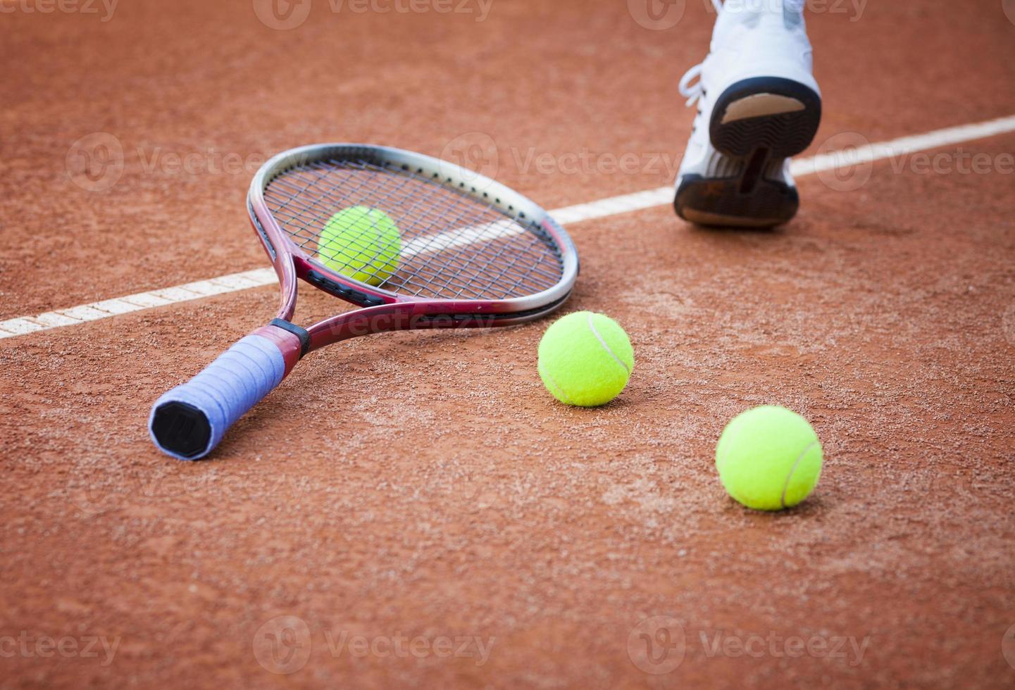 tennis racket, klei rechtbank, wta tour, rolland garros foto