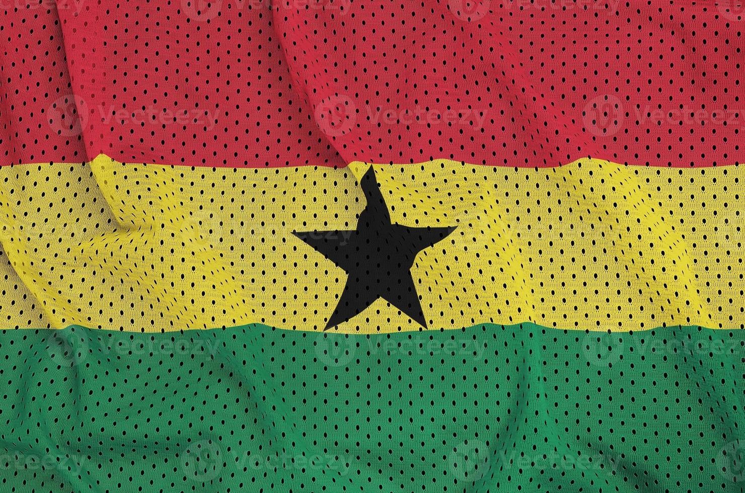 Ghana vlag gedrukt Aan een polyester nylon- sportkleding maas kleding stof w foto