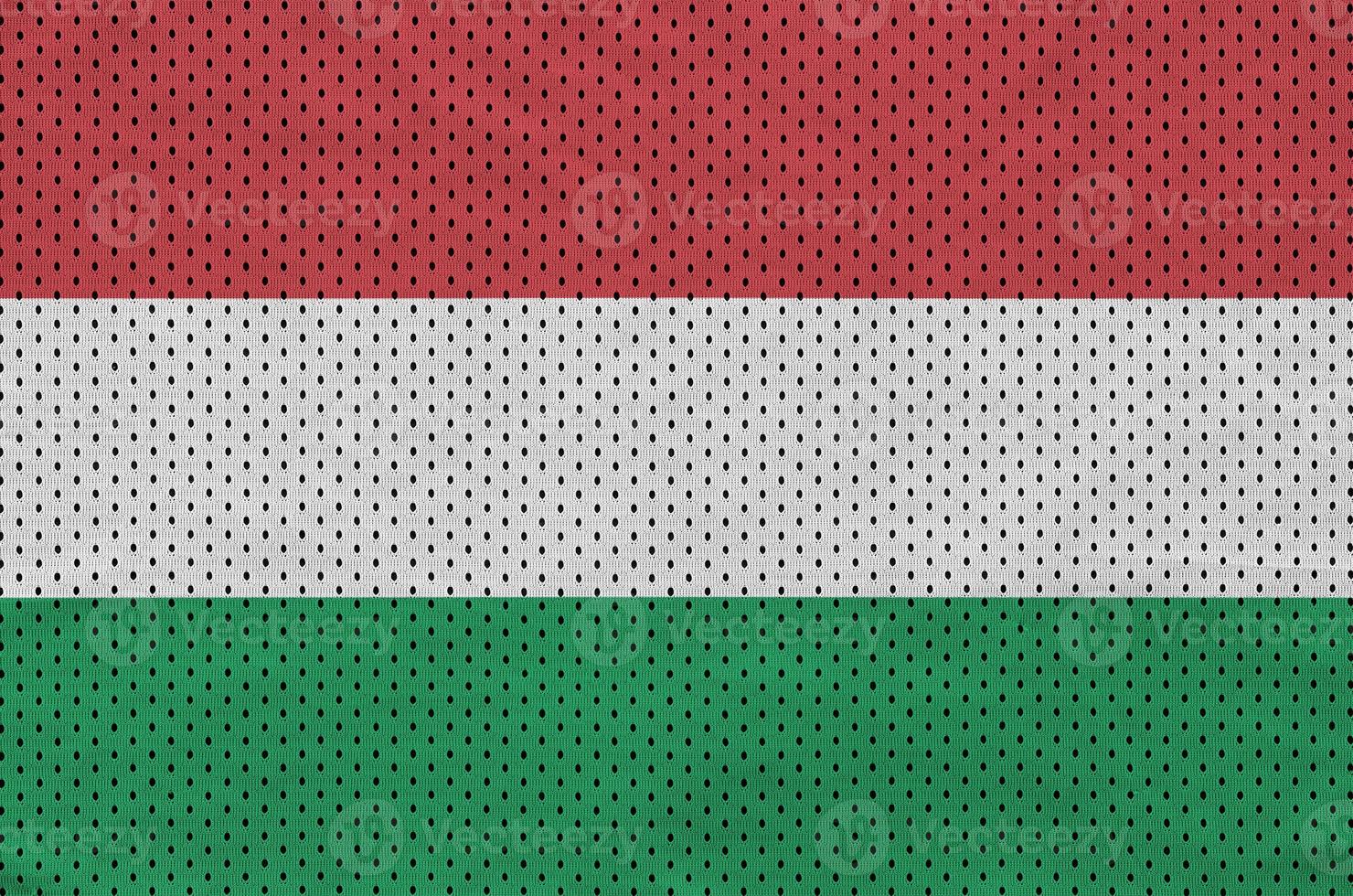 Hongarije vlag gedrukt Aan een polyester nylon- sportkleding maas kleding stof foto