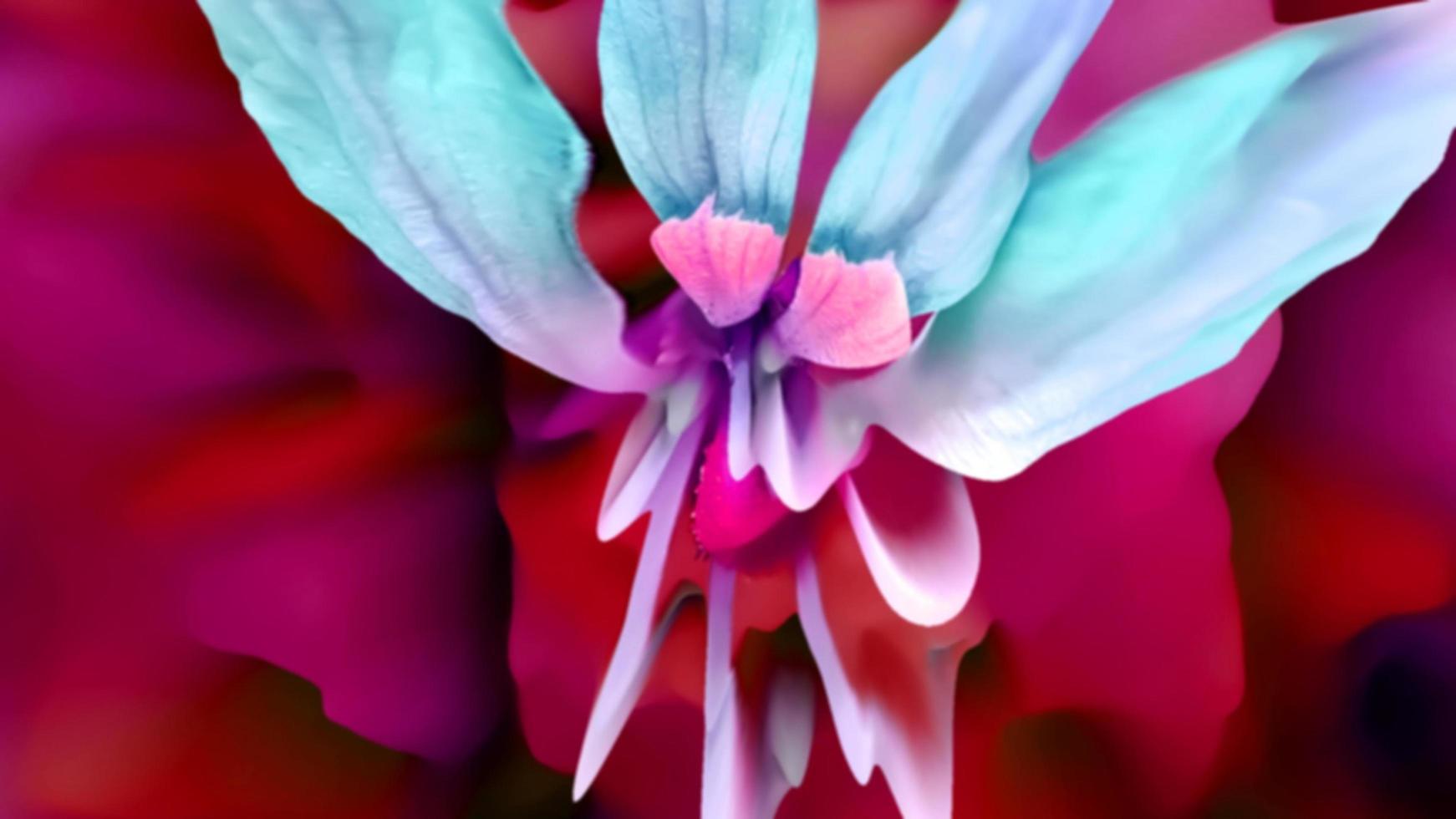 mooi rood roze meetkundig bloemen samenstelling Aan donker achtergrond abstract vloeistof foto