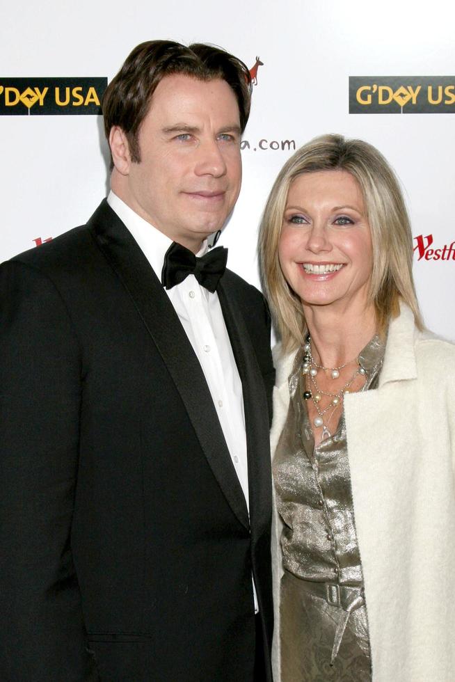 John travolta en olivia newton-john g dag Verenigde Staten van Amerika Australië com zwart stropdas gala groots balzaal, Hollywood en hoogland los engelen, ca januari 19, 2008 ©2008 kathy hutjes hutjes foto