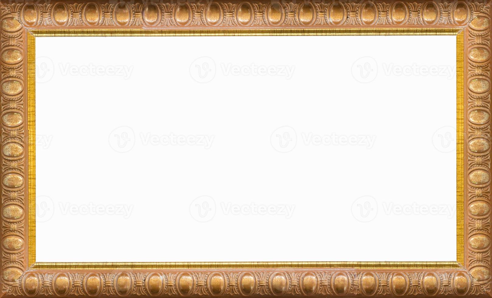 gouden afbeeldingsframe geïsoleerd op een witte achtergrond foto