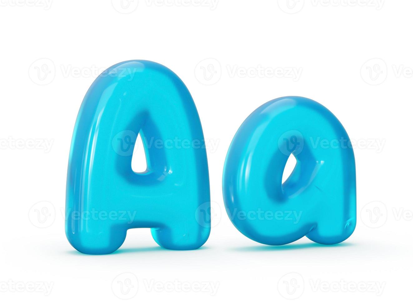 aqua blauwe gelei brief geïsoleerd op een witte achtergrond - een 3d illustratie foto