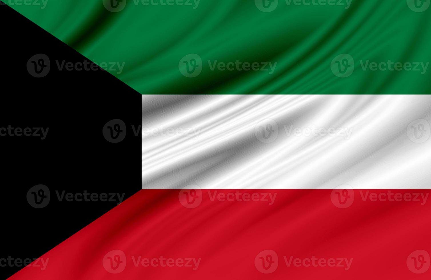 illustratie vlag van Koeweit. dichtbij omhoog golvend vlag van Koeweit. vlag symbolen van Koeweit. foto