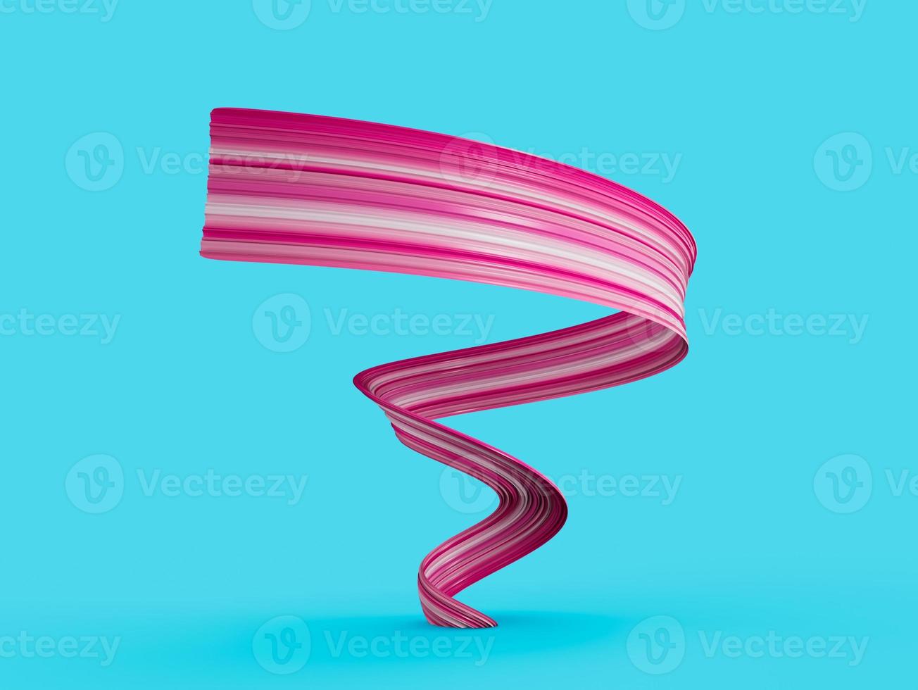 3d roze verf waterverf borstel beroerte luxe lint spiraal Aan blauw achtergrond 3d illustratie foto