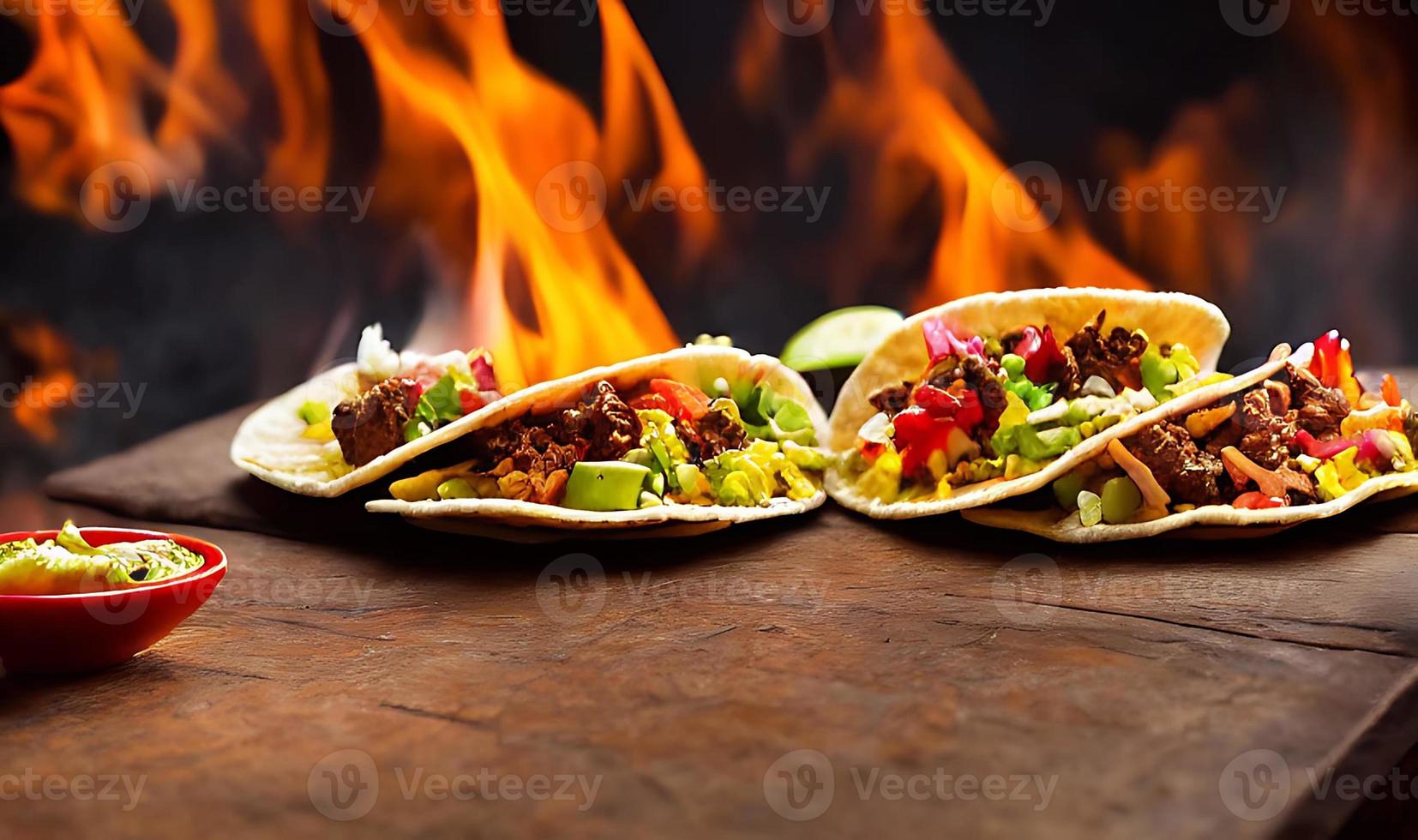 Mexicaans voedsel heerlijk taco's. foto