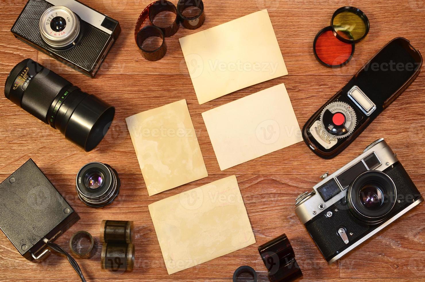 stilleven met oud fotografie uitrusting foto