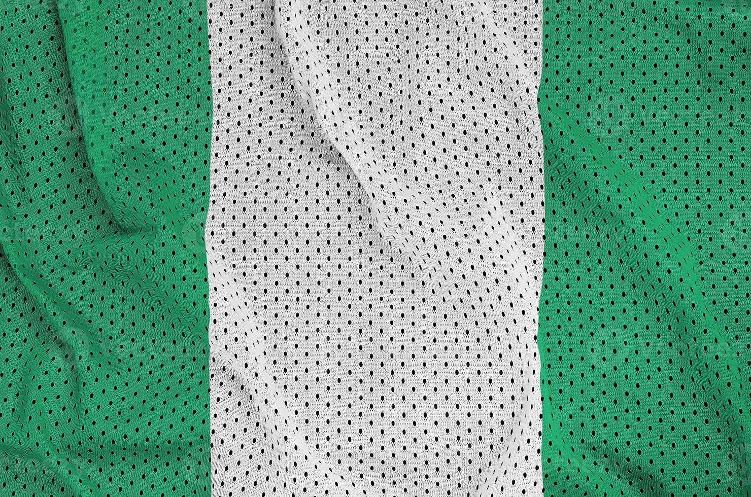 Nigeria vlag gedrukt Aan een polyester nylon- sportkleding maas kleding stof foto