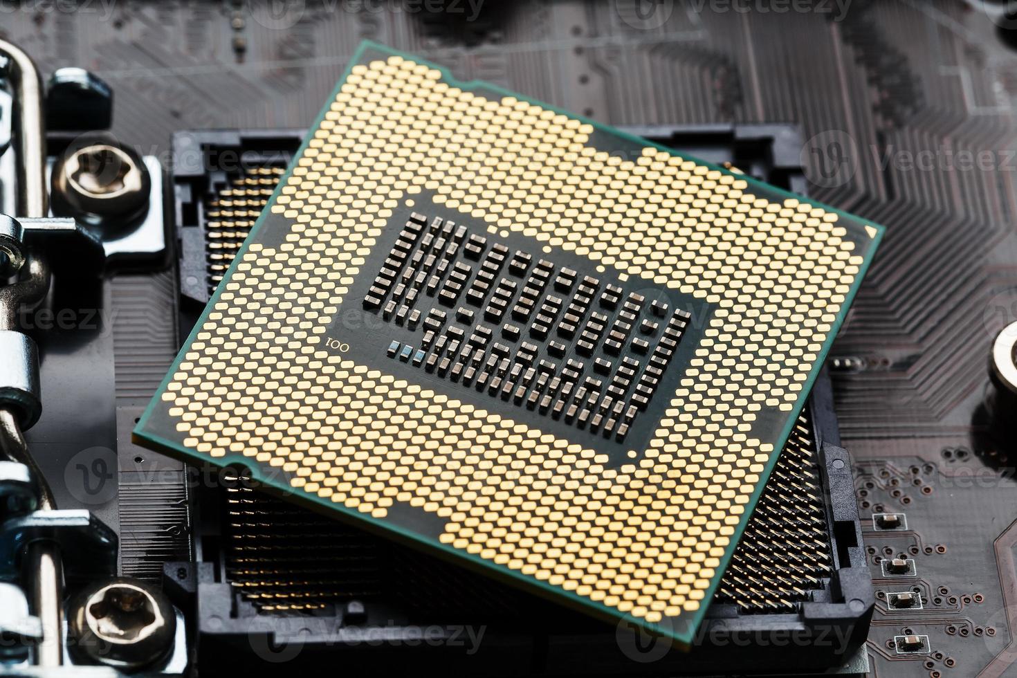 detailopname van CPU spaander verwerker. selectief focus foto