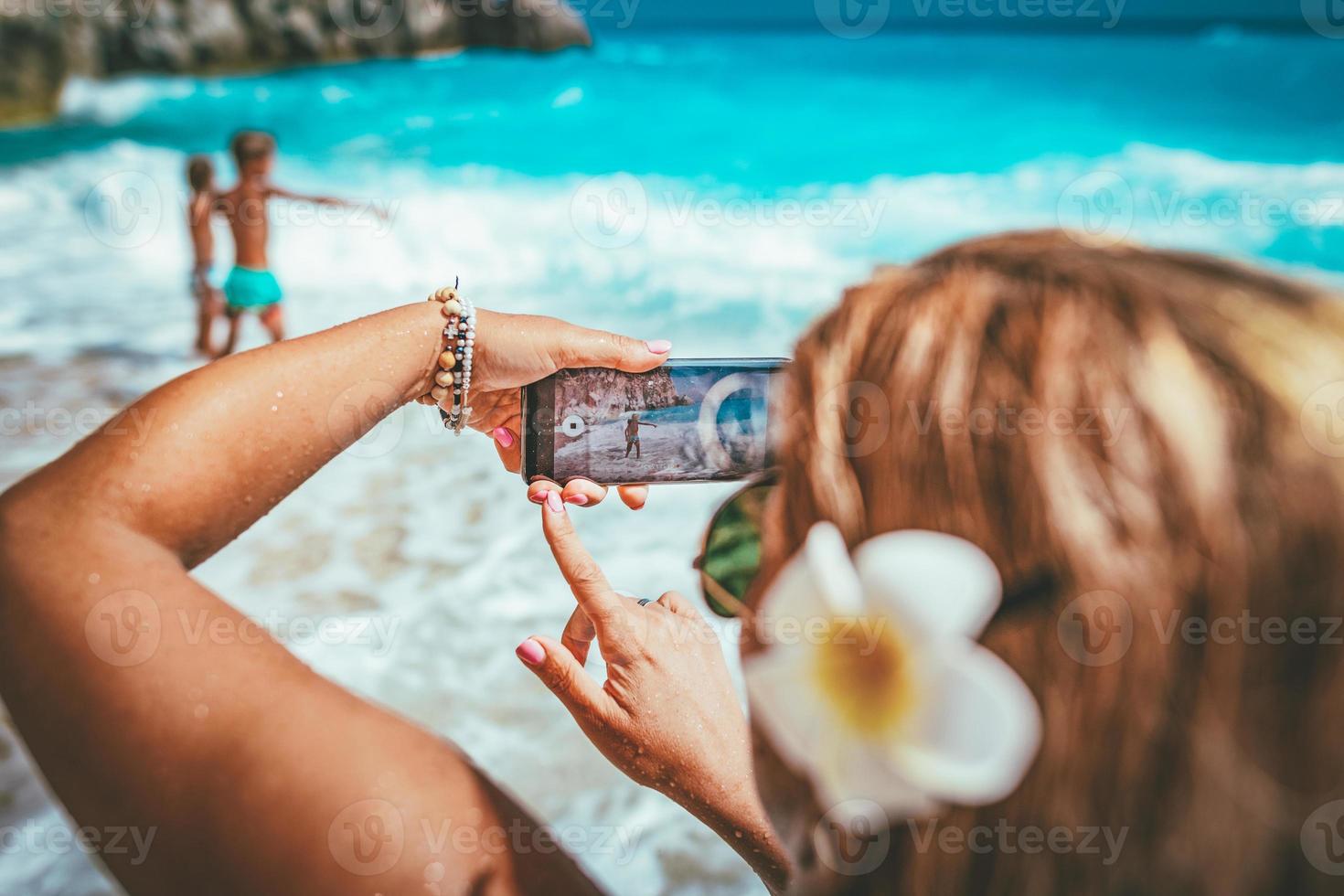 familie herinneringen van strand vakantie foto