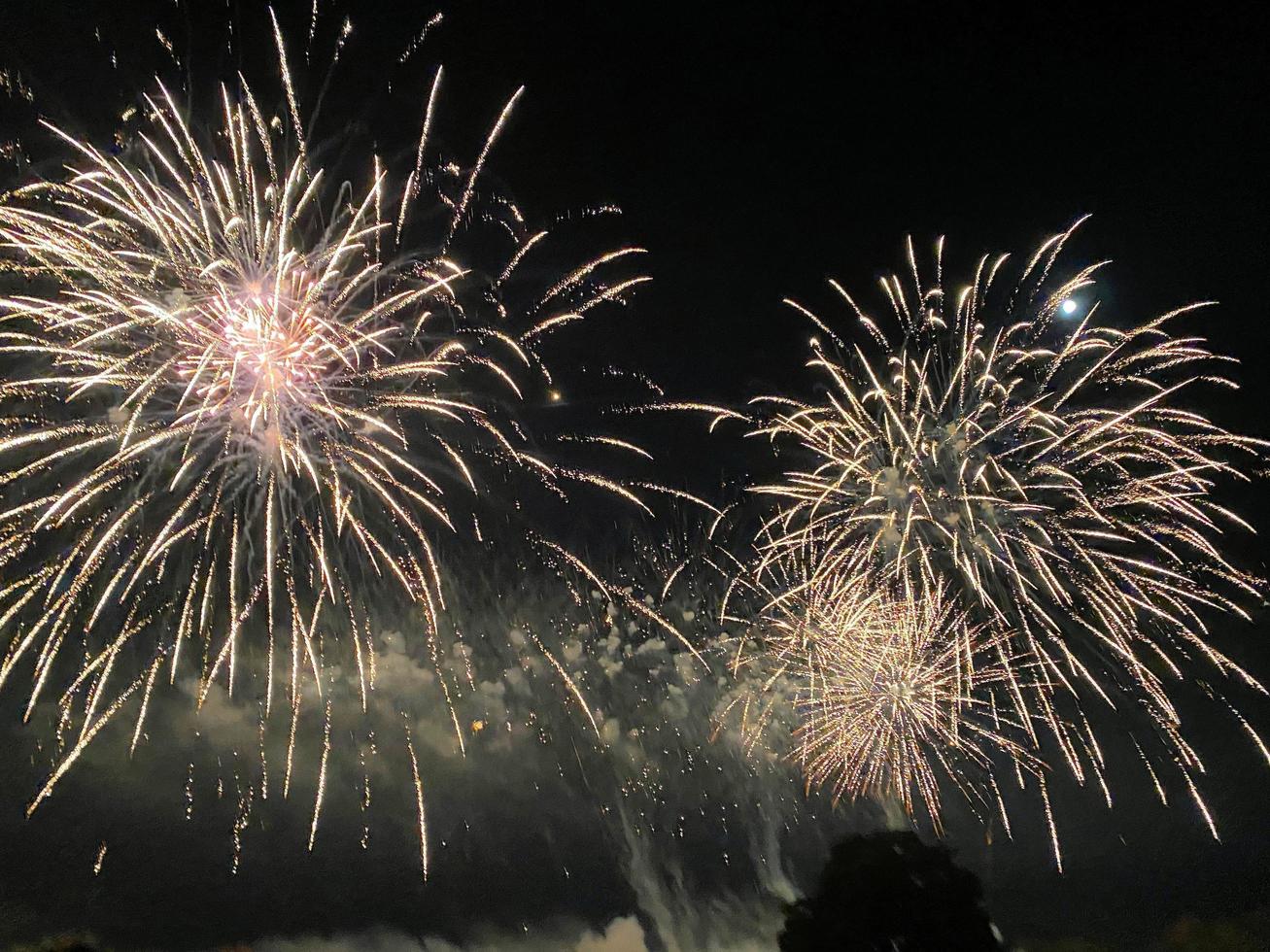 een visie van een vuurwerk Scherm Bij alderford meer in heksenkerk foto