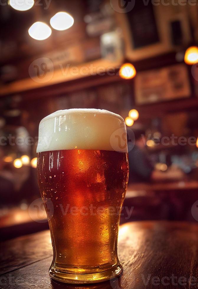 pint van bier in een kroeg foto