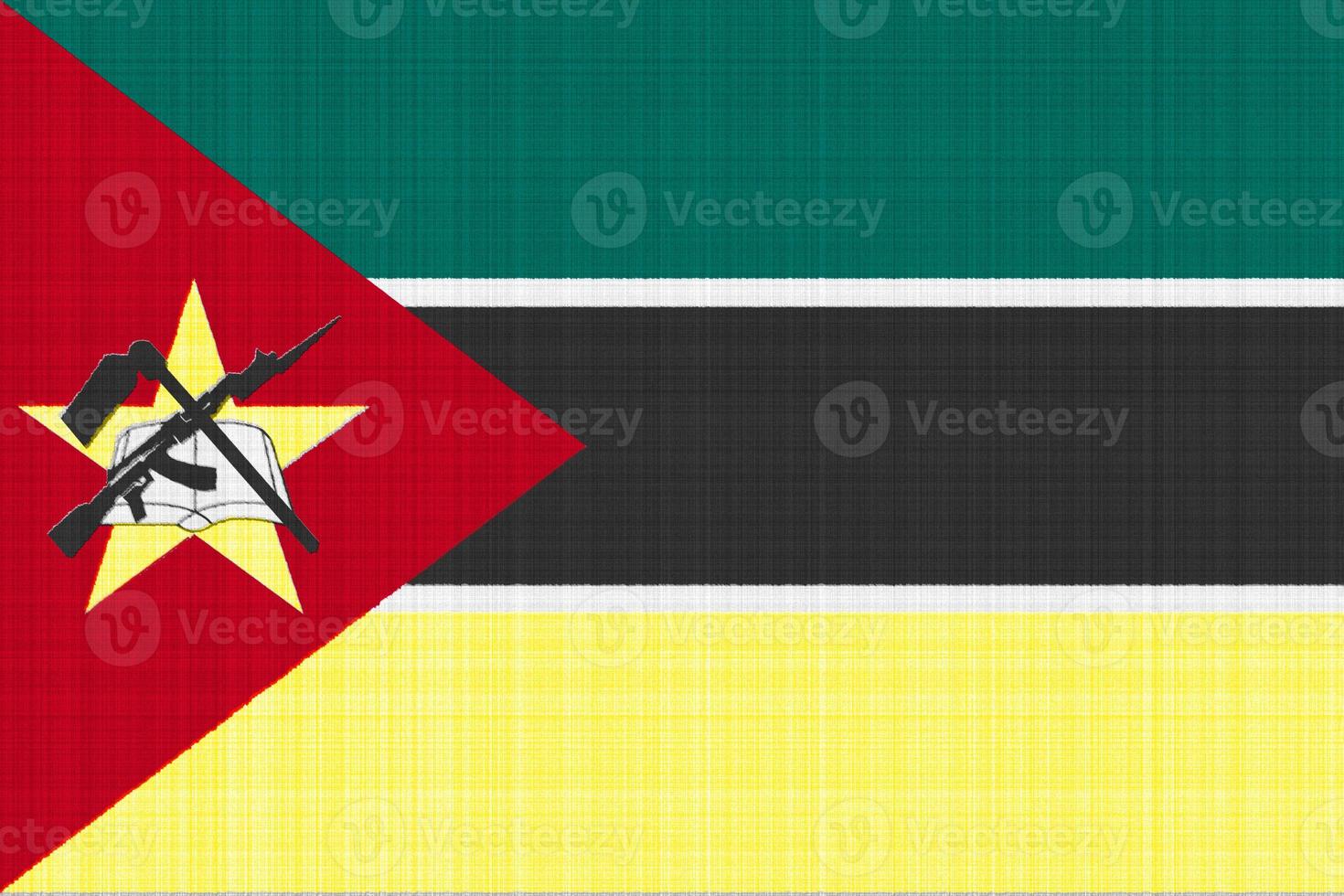 vlag van Mozambique Aan een getextureerde achtergrond. concept collage. foto